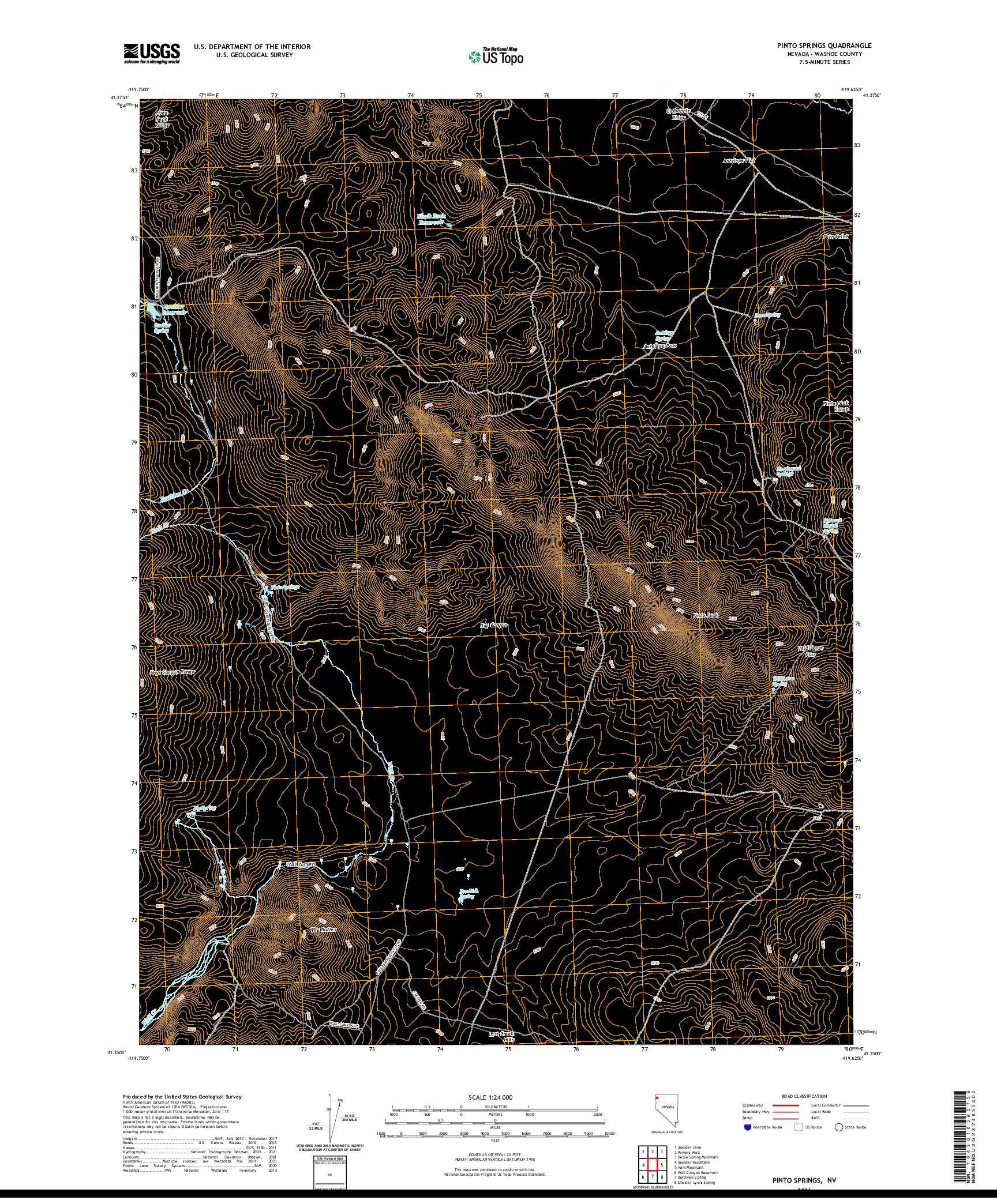 US TOPO 7.5-MINUTE MAP FOR PINTO SPRINGS, NV