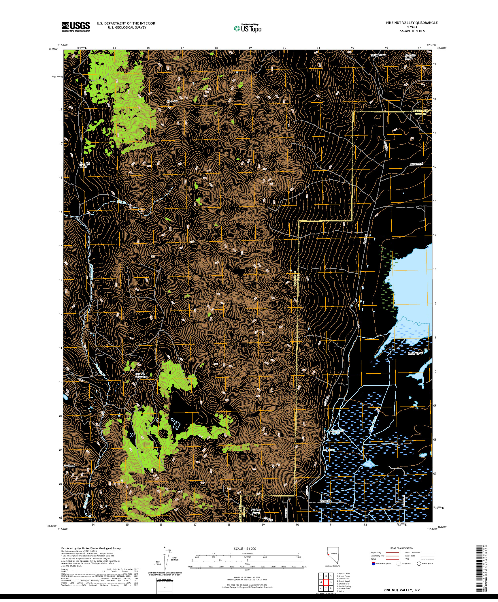 US TOPO 7.5-MINUTE MAP FOR PINE NUT VALLEY, NV