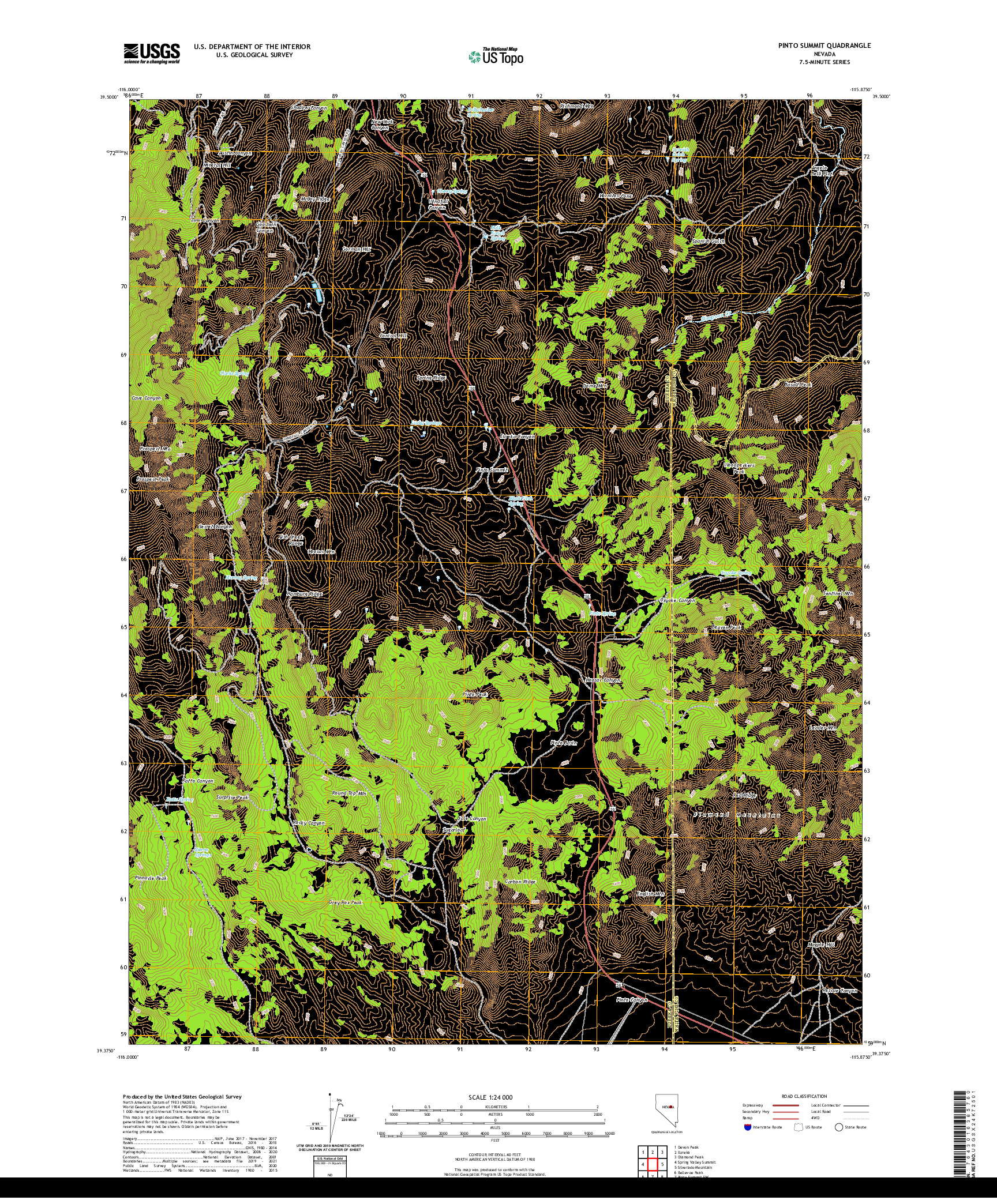 US TOPO 7.5-MINUTE MAP FOR PINTO SUMMIT, NV