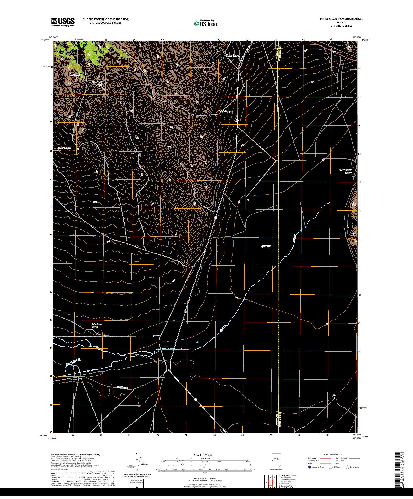 US TOPO 7.5-MINUTE MAP FOR PINTO SUMMIT SW, NV