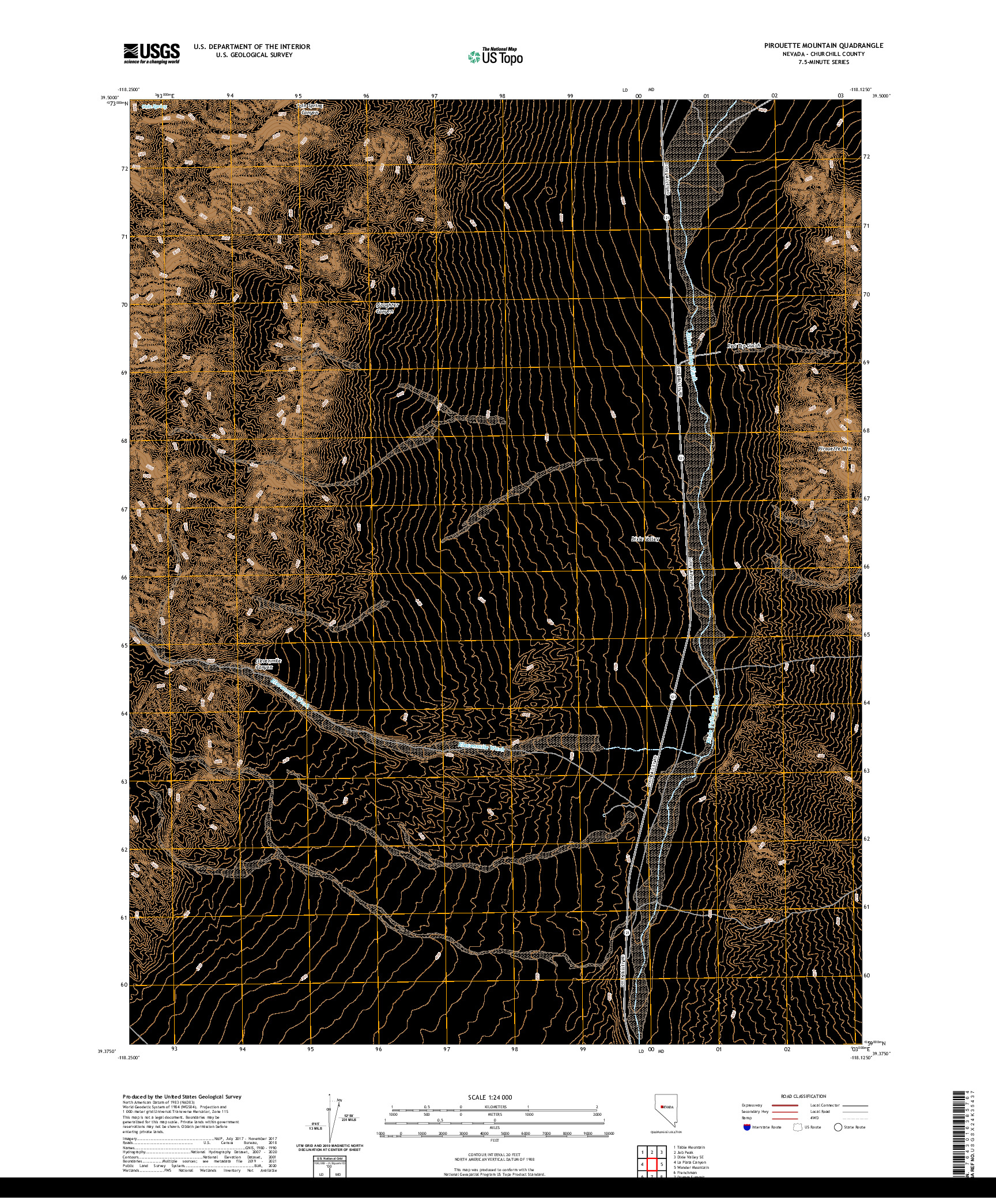 US TOPO 7.5-MINUTE MAP FOR PIROUETTE MOUNTAIN, NV