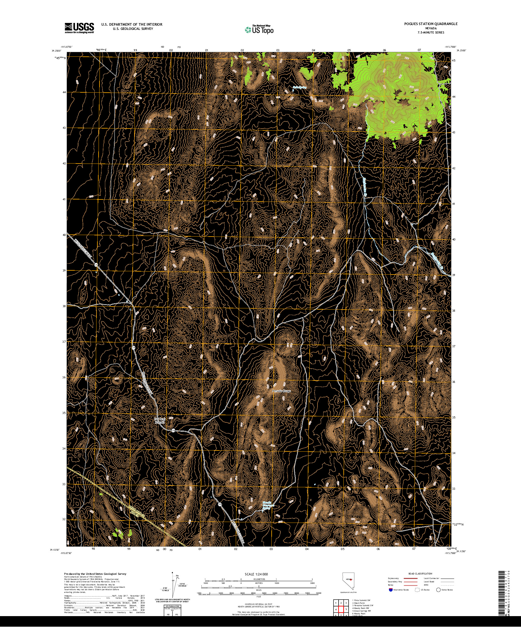 US TOPO 7.5-MINUTE MAP FOR POGUES STATION, NV