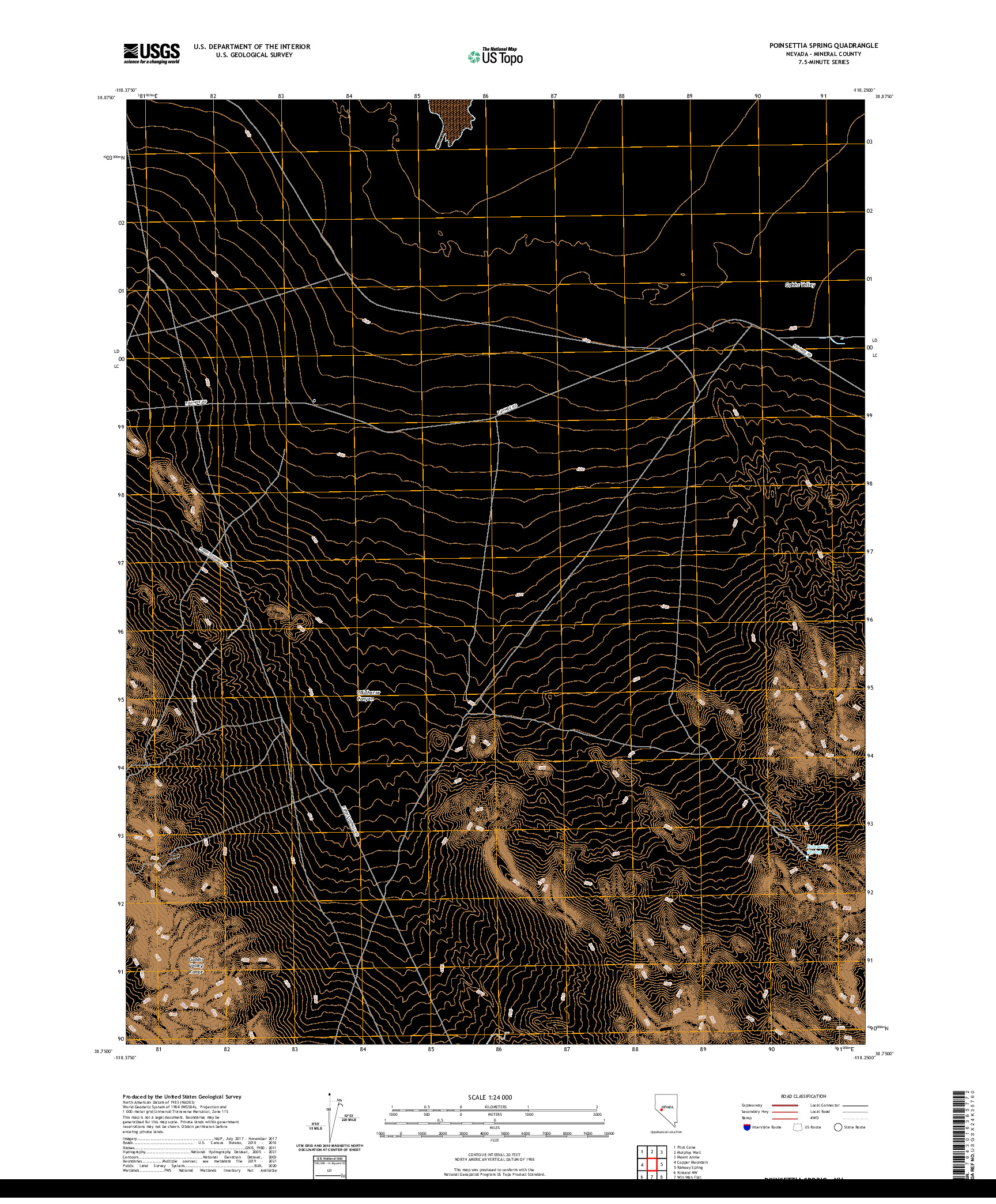 US TOPO 7.5-MINUTE MAP FOR POINSETTIA SPRING, NV