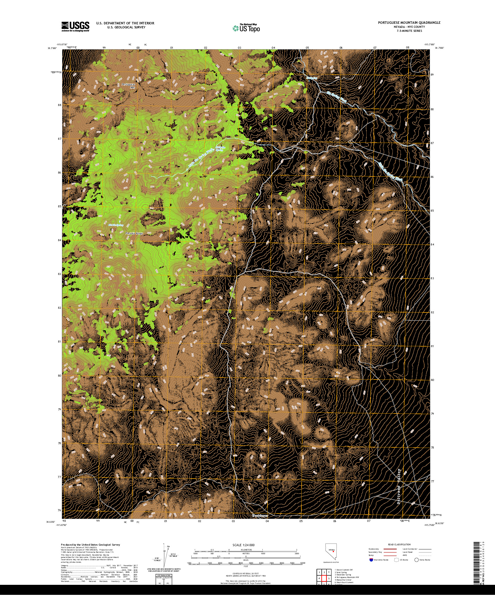 US TOPO 7.5-MINUTE MAP FOR PORTUGUESE MOUNTAIN, NV