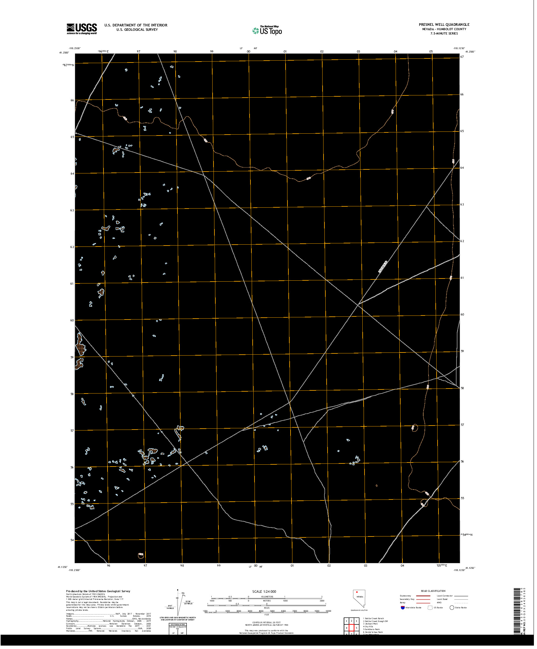 US TOPO 7.5-MINUTE MAP FOR PRESNEL WELL, NV