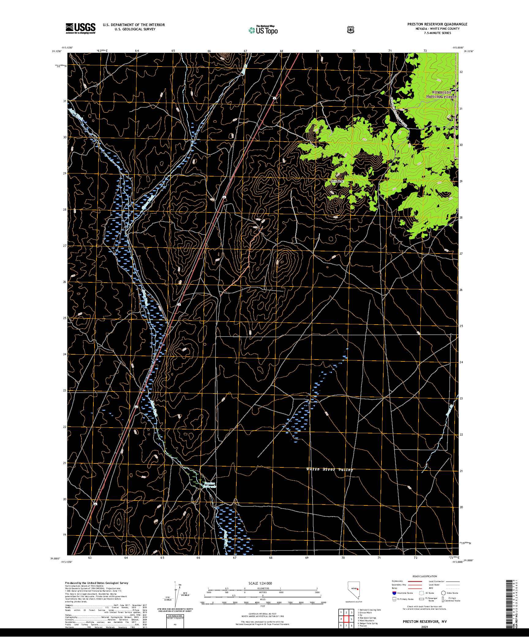 US TOPO 7.5-MINUTE MAP FOR PRESTON RESERVOIR, NV