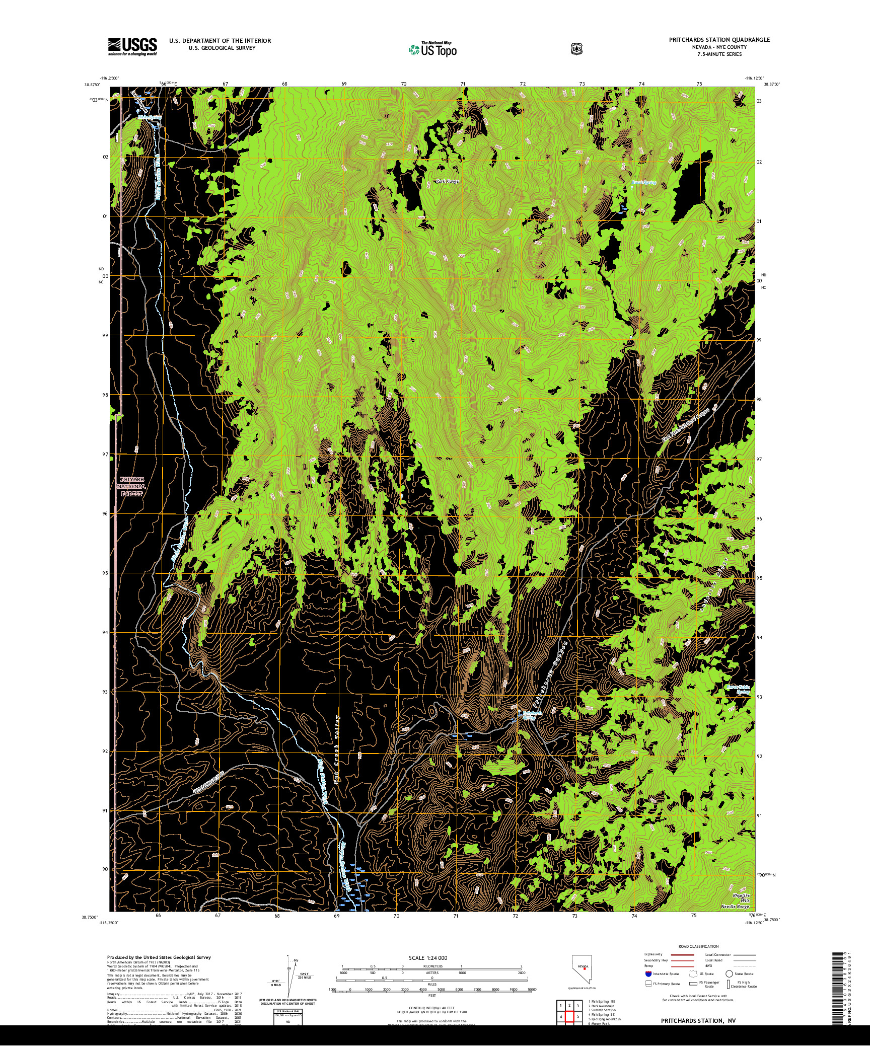 US TOPO 7.5-MINUTE MAP FOR PRITCHARDS STATION, NV