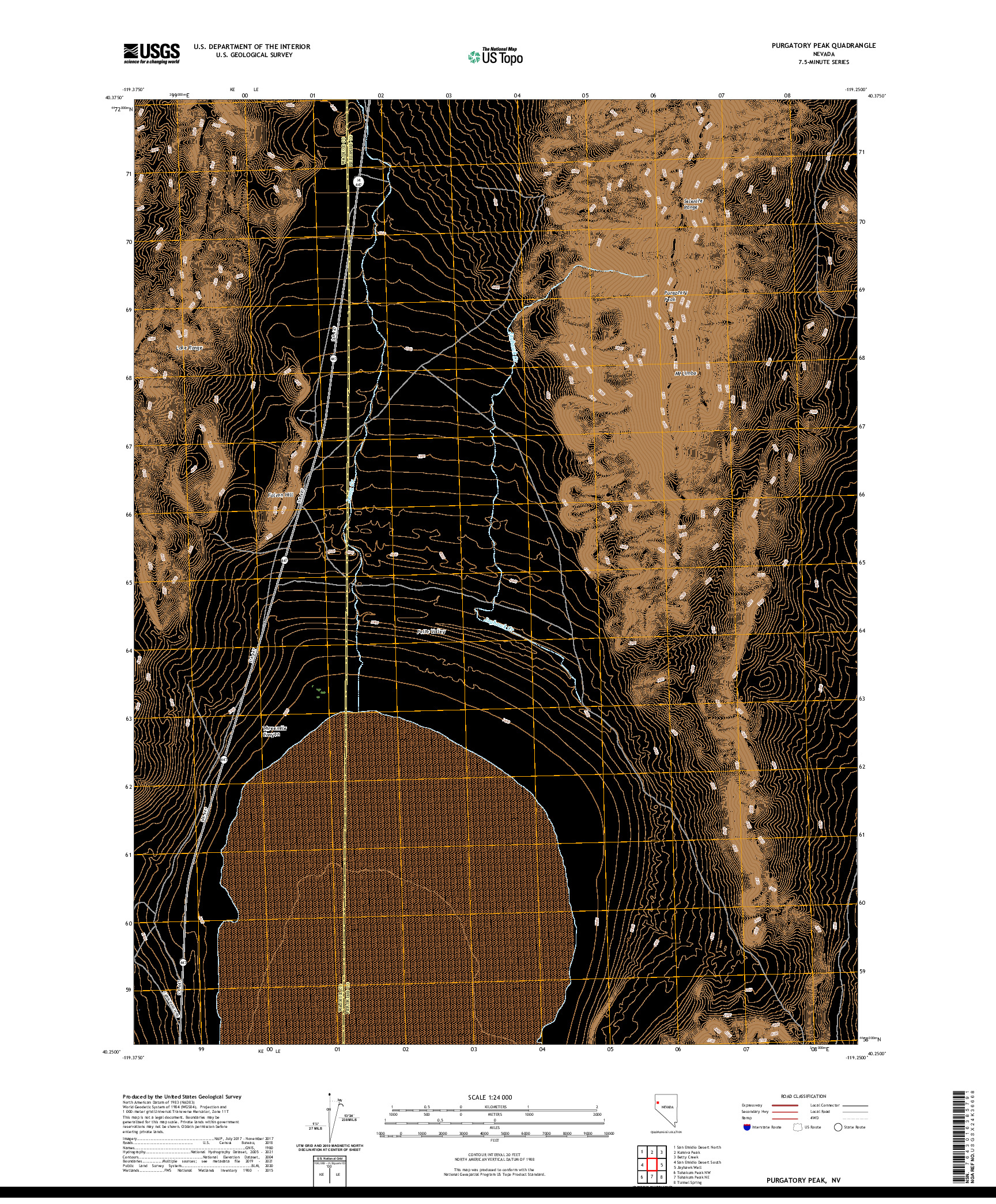 US TOPO 7.5-MINUTE MAP FOR PURGATORY PEAK, NV