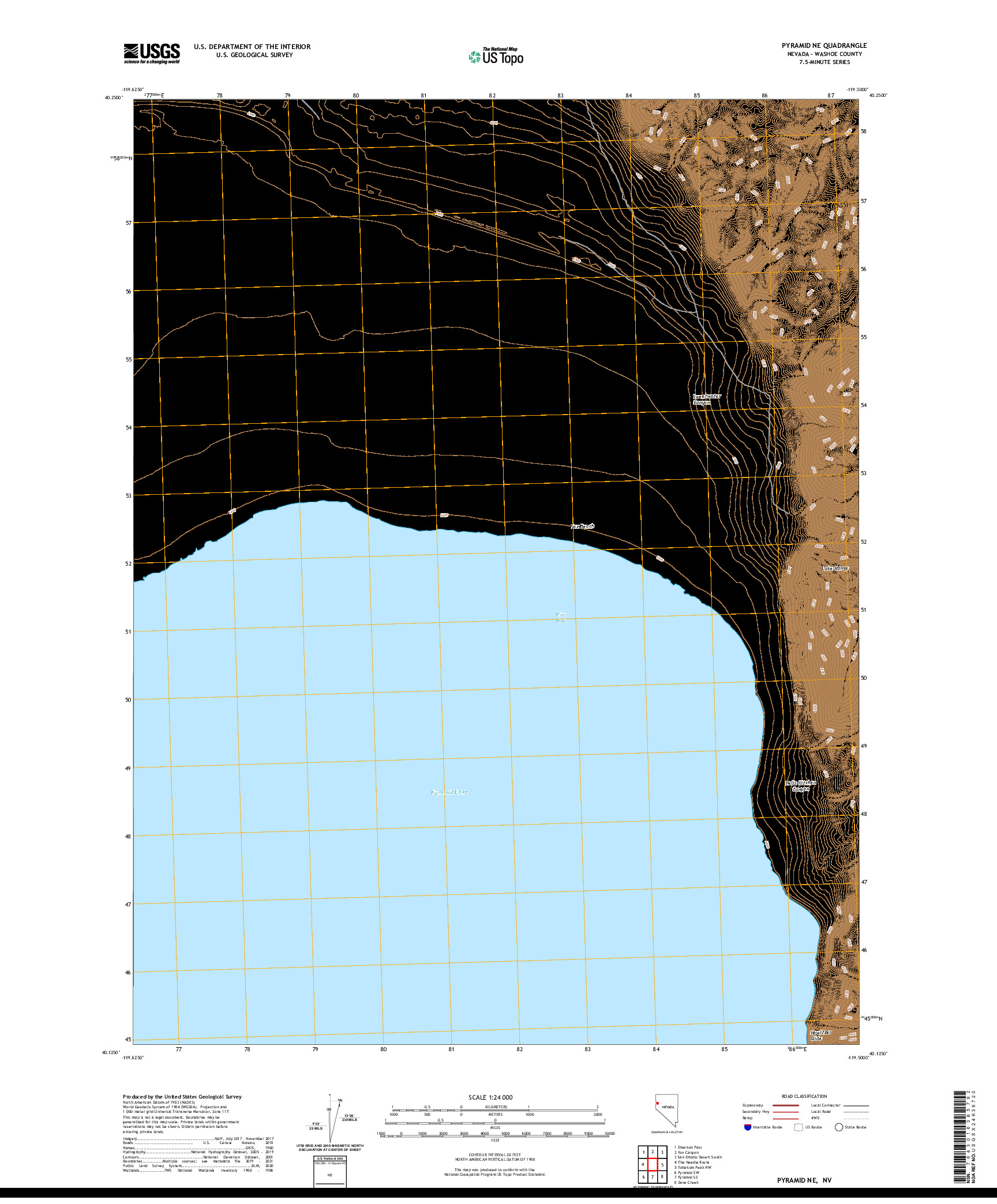 US TOPO 7.5-MINUTE MAP FOR PYRAMID NE, NV