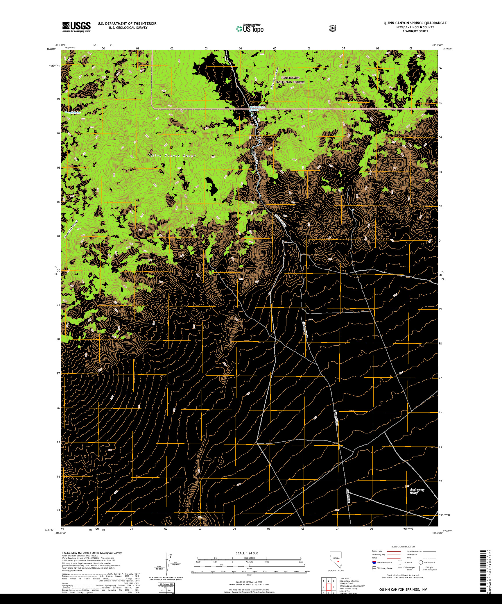 US TOPO 7.5-MINUTE MAP FOR QUINN CANYON SPRINGS, NV