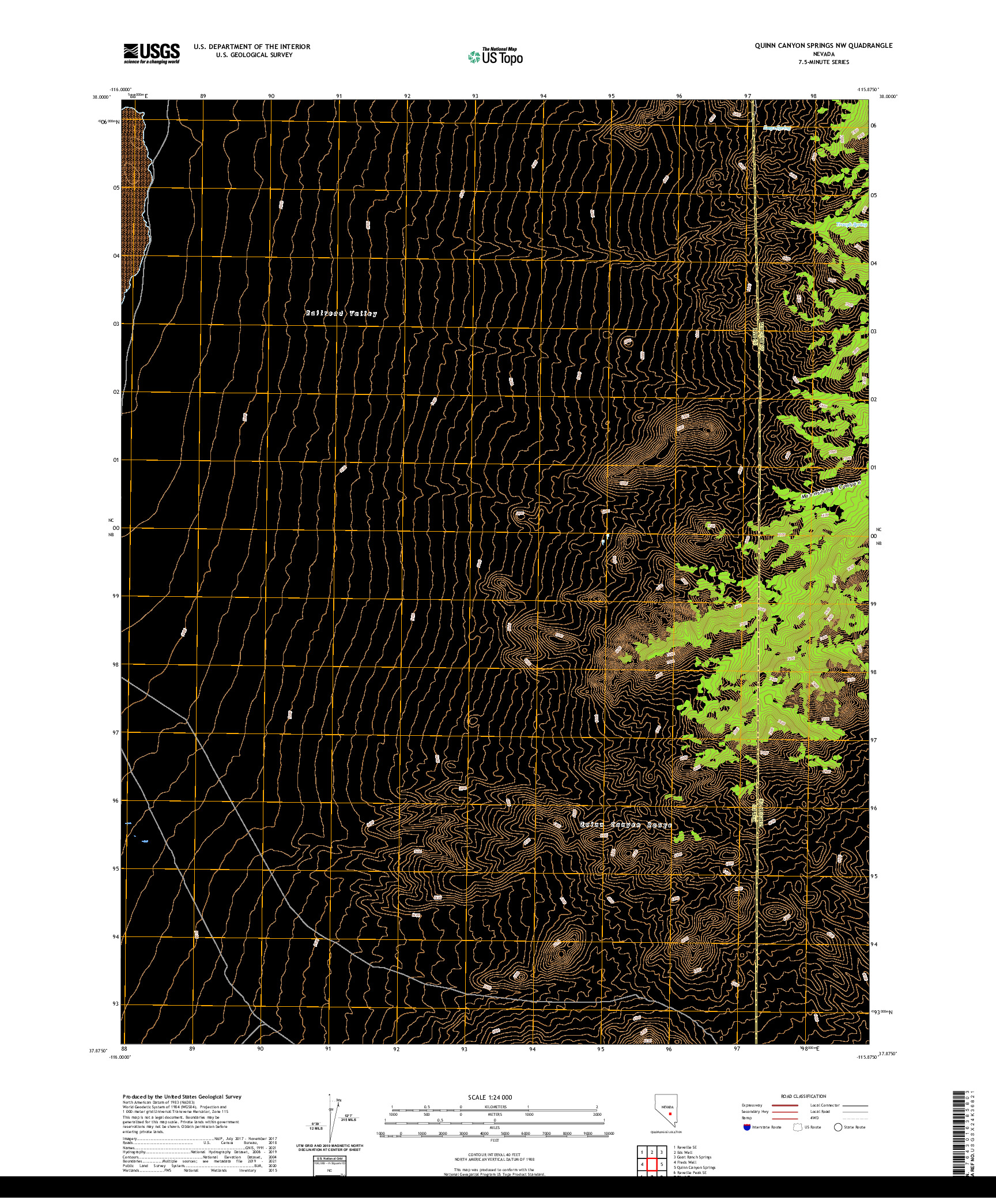 US TOPO 7.5-MINUTE MAP FOR QUINN CANYON SPRINGS NW, NV