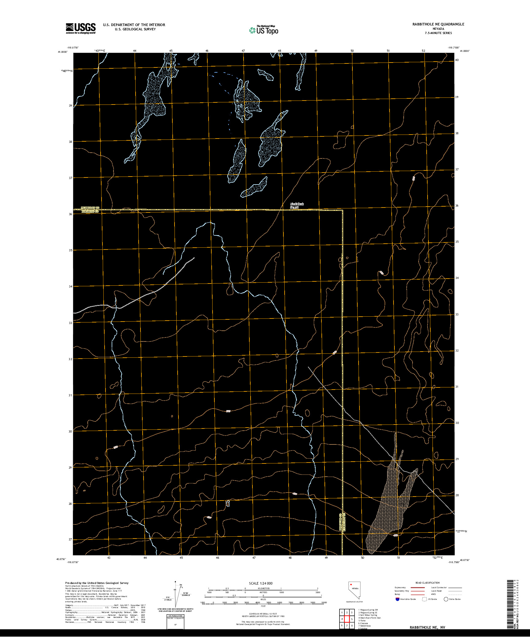 US TOPO 7.5-MINUTE MAP FOR RABBITHOLE NE, NV