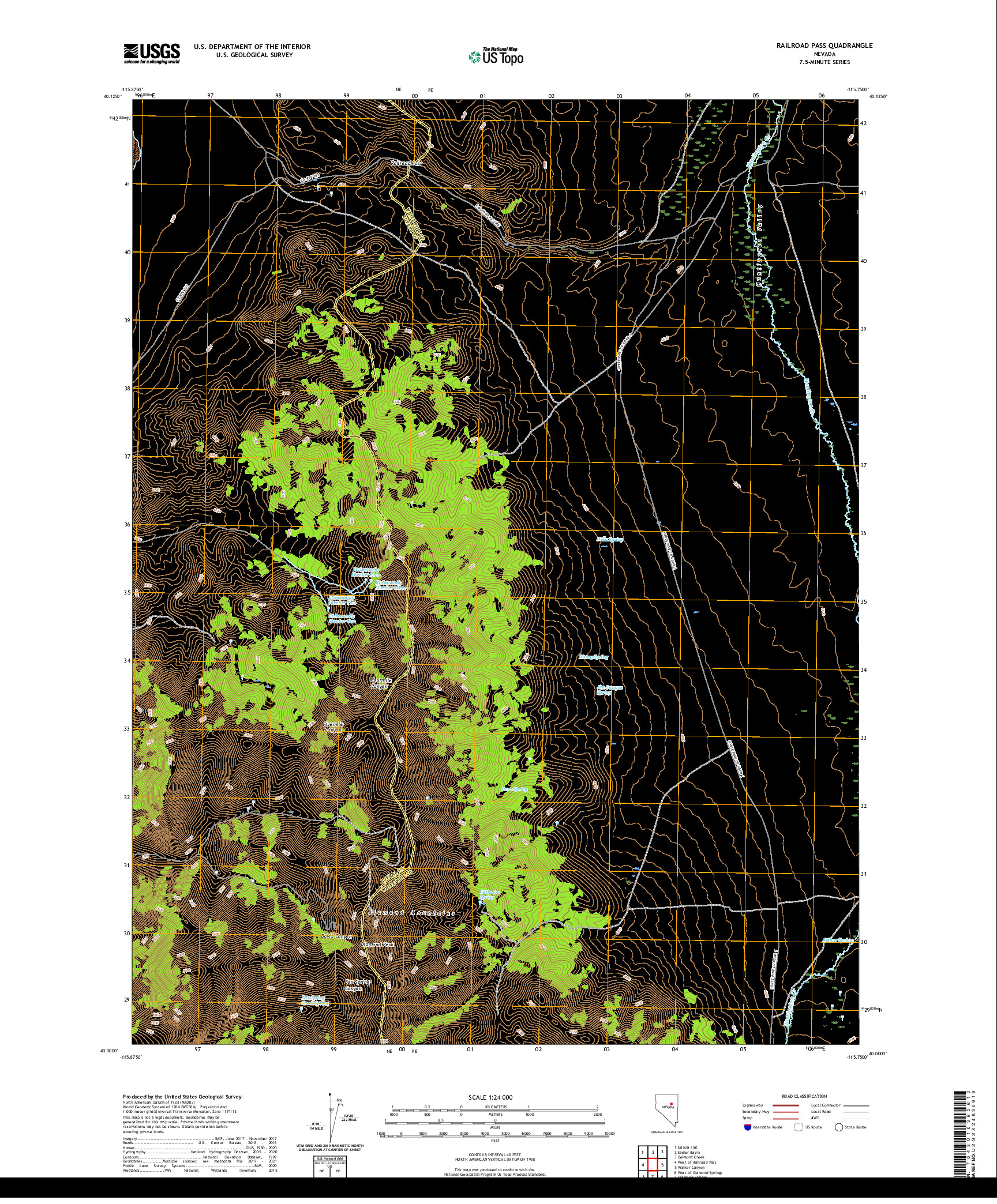 US TOPO 7.5-MINUTE MAP FOR RAILROAD PASS, NV