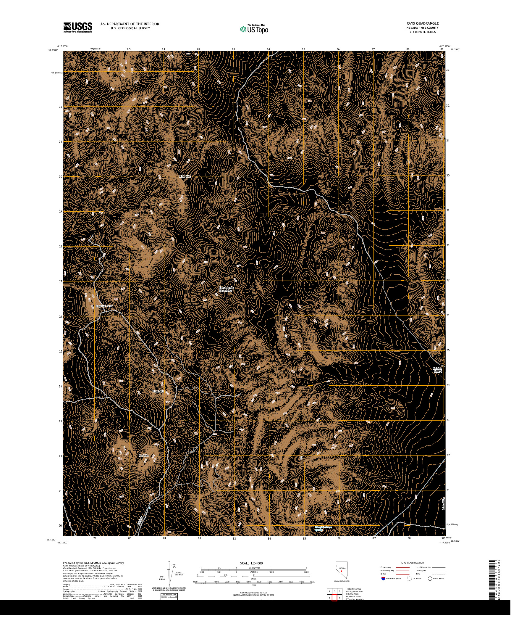 US TOPO 7.5-MINUTE MAP FOR RAYS, NV