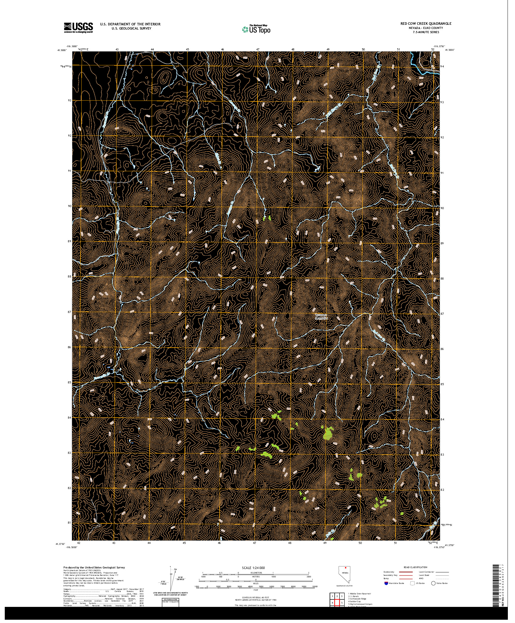 US TOPO 7.5-MINUTE MAP FOR RED COW CREEK, NV