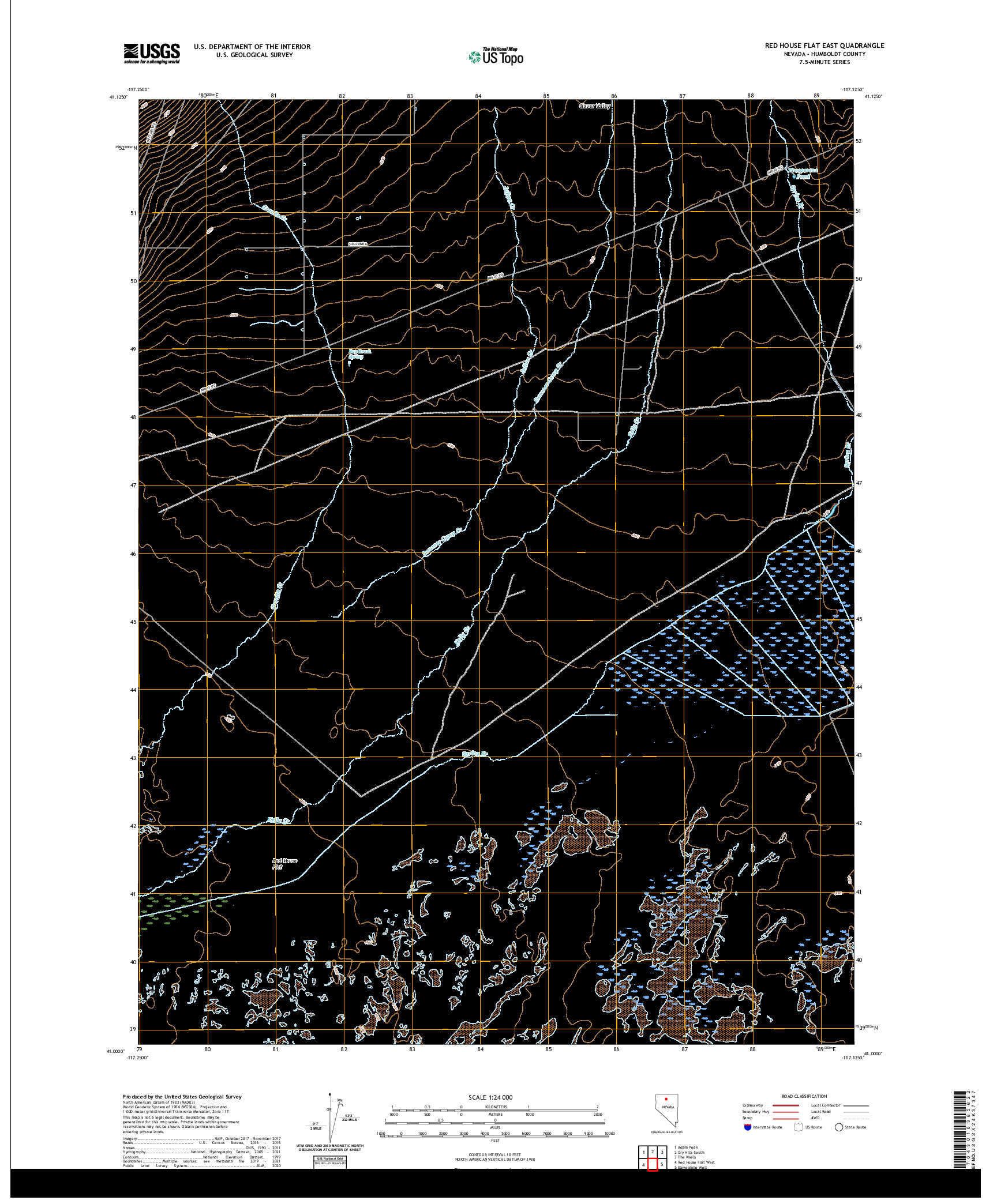 US TOPO 7.5-MINUTE MAP FOR RED HOUSE FLAT EAST, NV