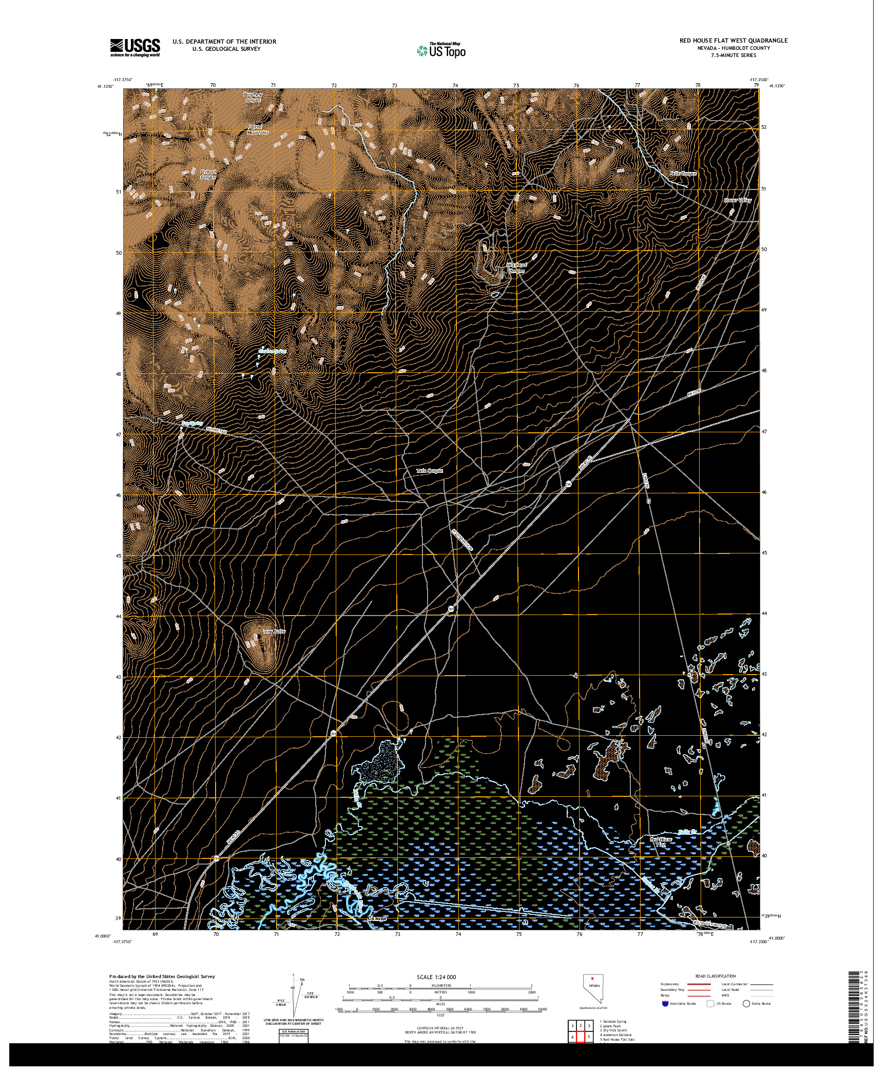 US TOPO 7.5-MINUTE MAP FOR RED HOUSE FLAT WEST, NV