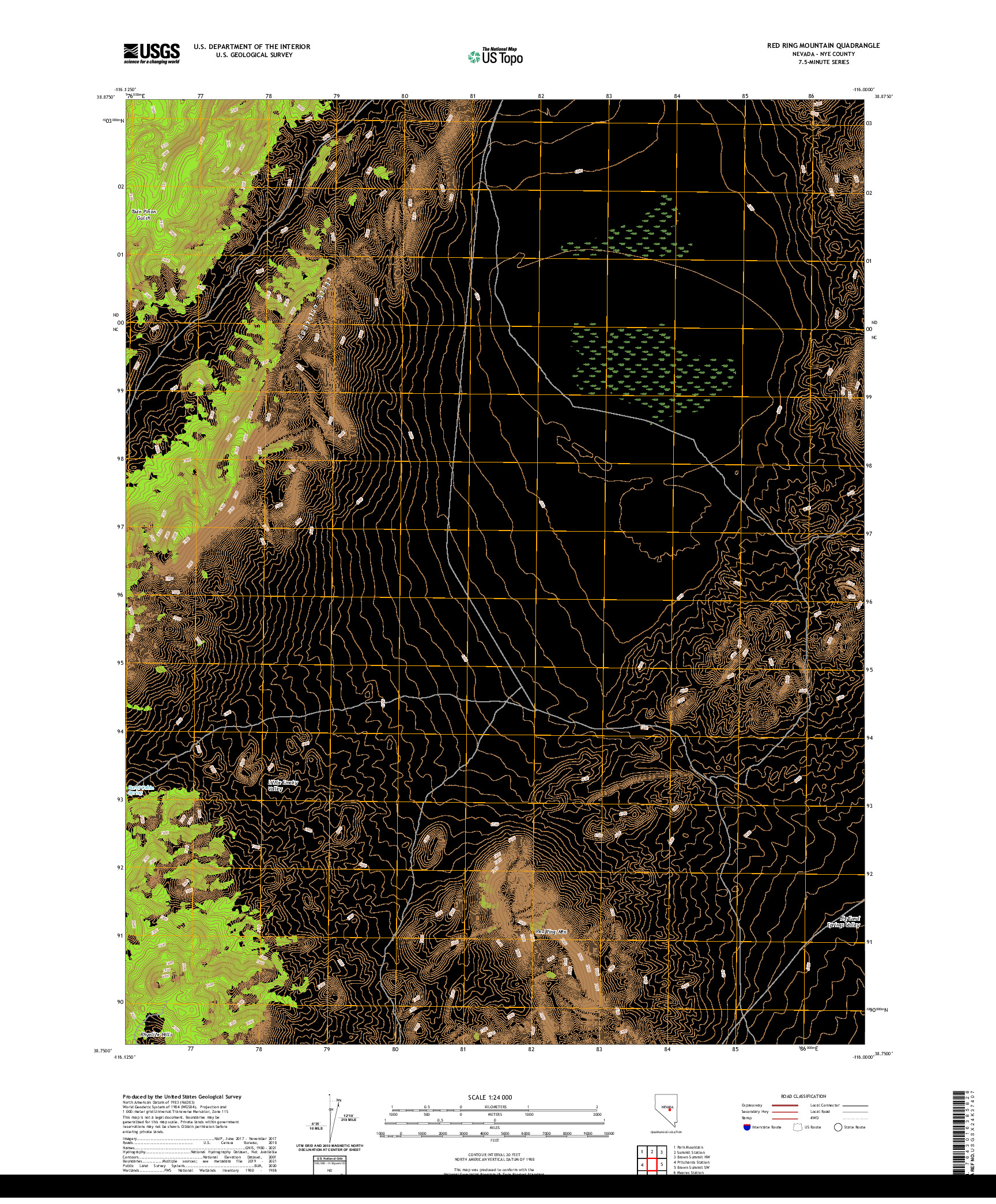 US TOPO 7.5-MINUTE MAP FOR RED RING MOUNTAIN, NV