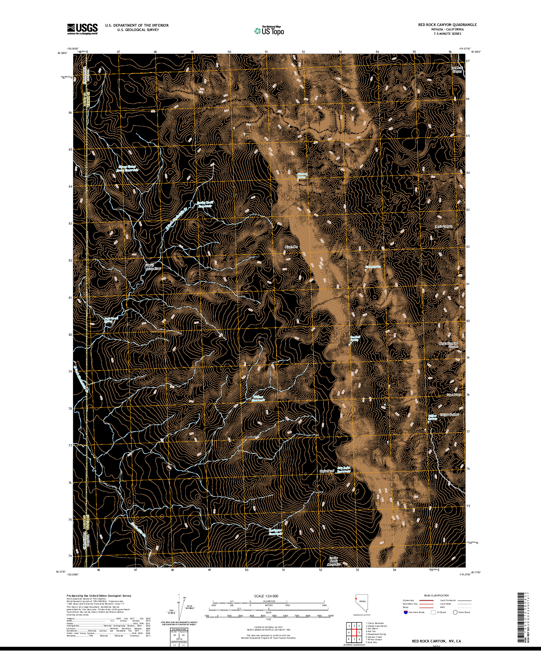 US TOPO 7.5-MINUTE MAP FOR RED ROCK CANYON, NV,CA