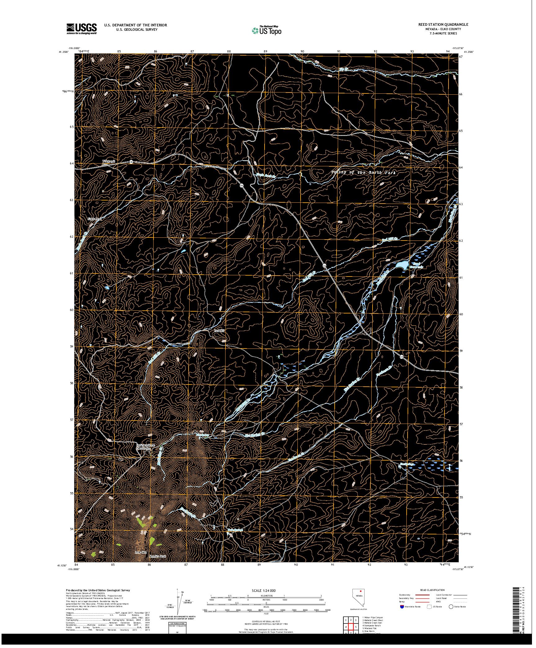 US TOPO 7.5-MINUTE MAP FOR REED STATION, NV