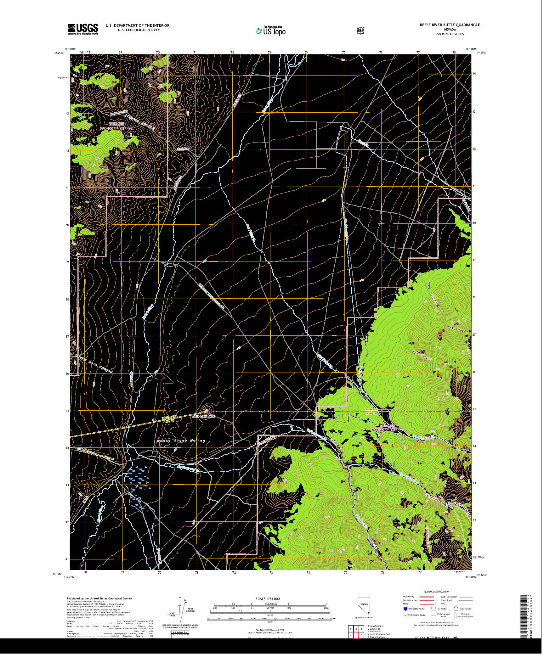 US TOPO 7.5-MINUTE MAP FOR REESE RIVER BUTTE, NV