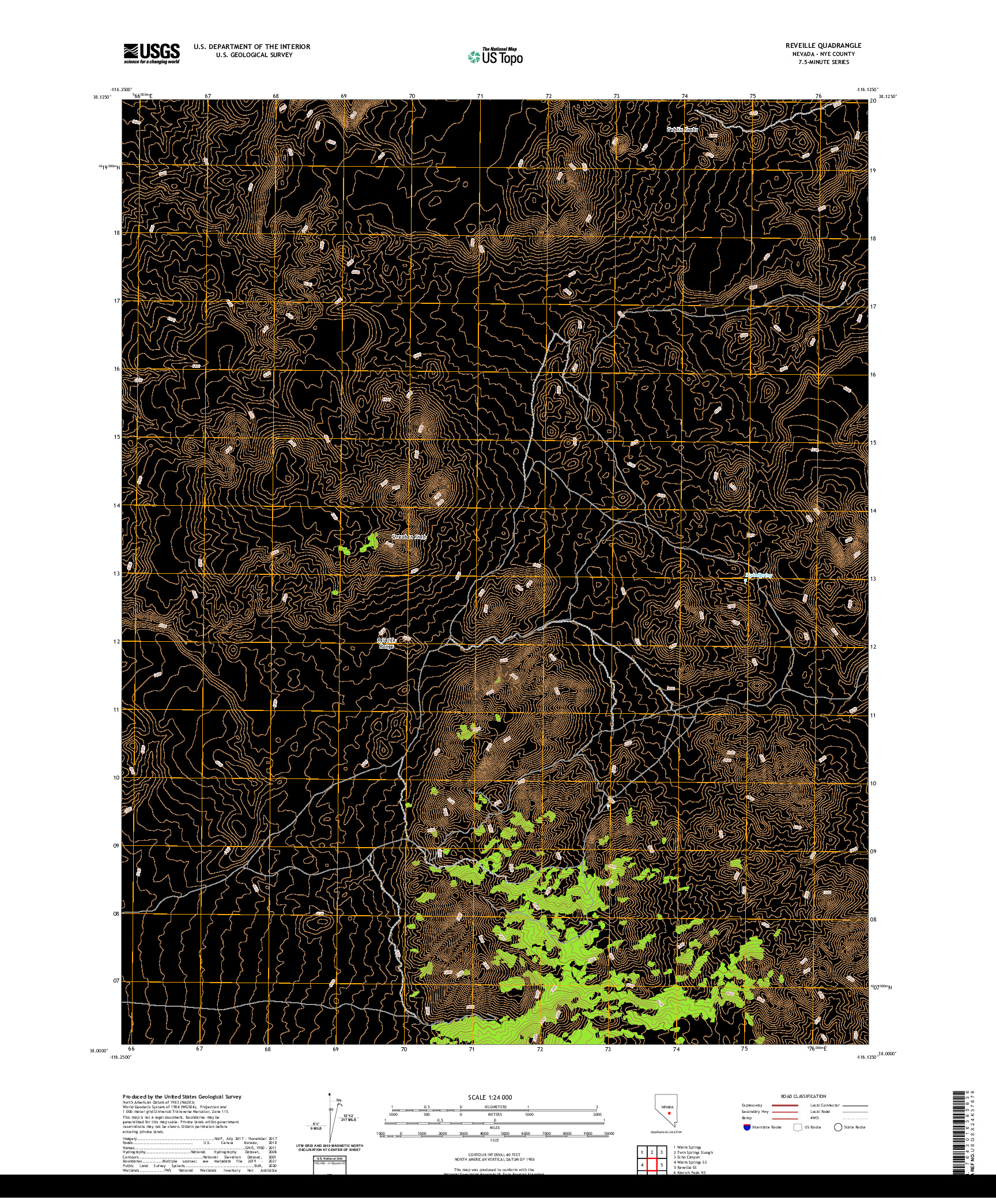 US TOPO 7.5-MINUTE MAP FOR REVEILLE, NV