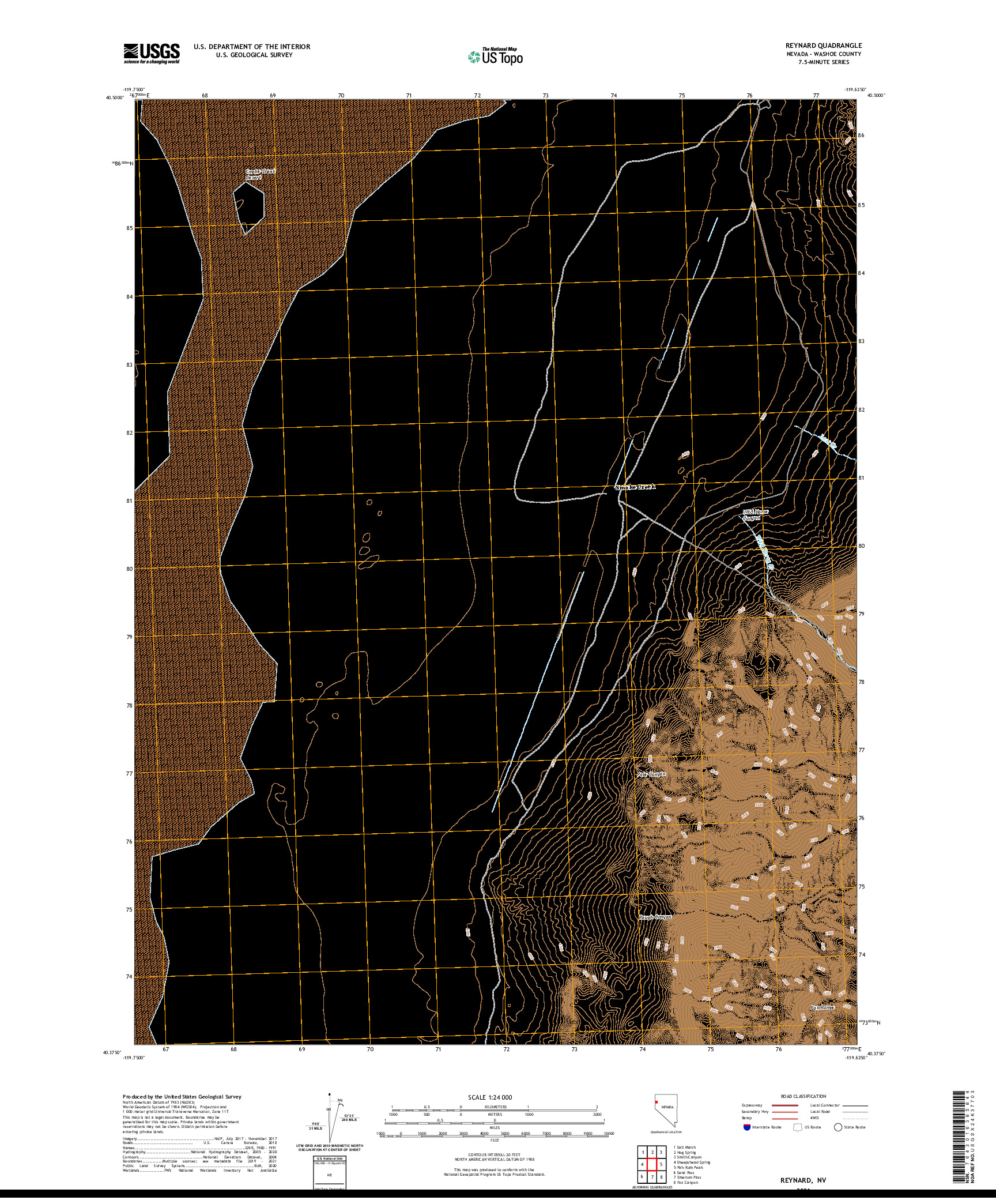 US TOPO 7.5-MINUTE MAP FOR REYNARD, NV