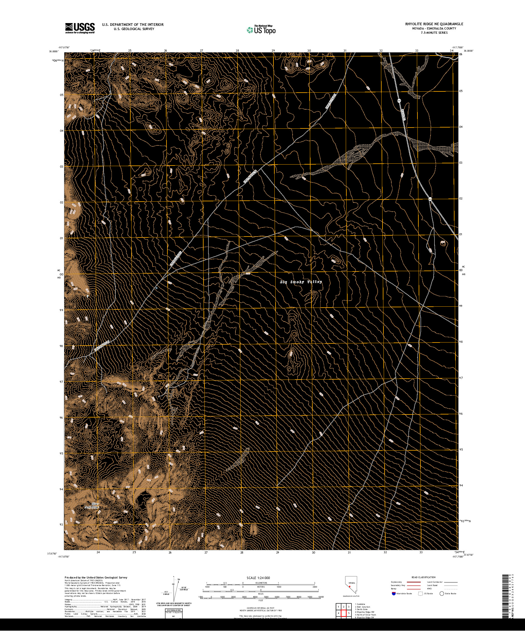 US TOPO 7.5-MINUTE MAP FOR RHYOLITE RIDGE NE, NV