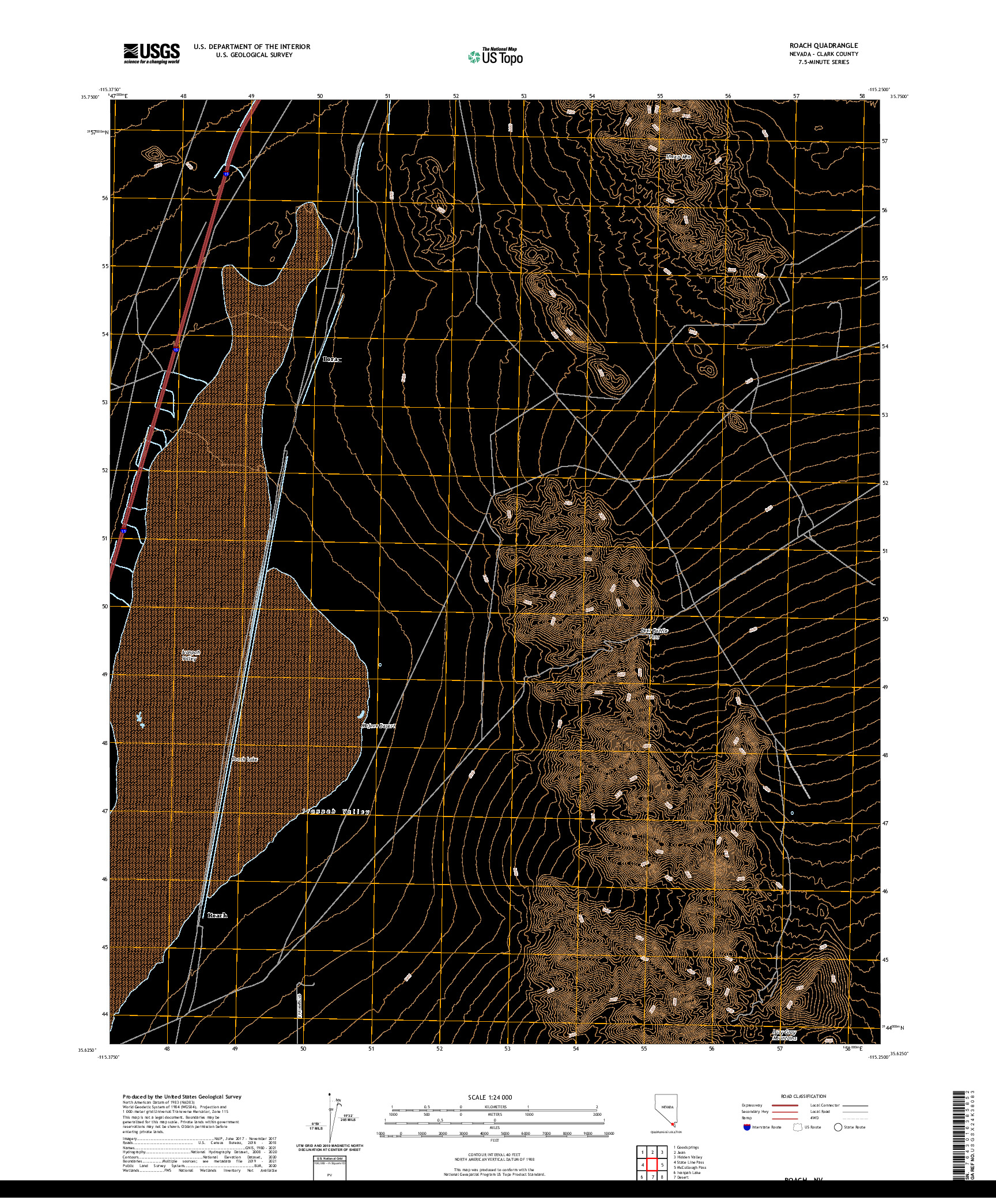 US TOPO 7.5-MINUTE MAP FOR ROACH, NV