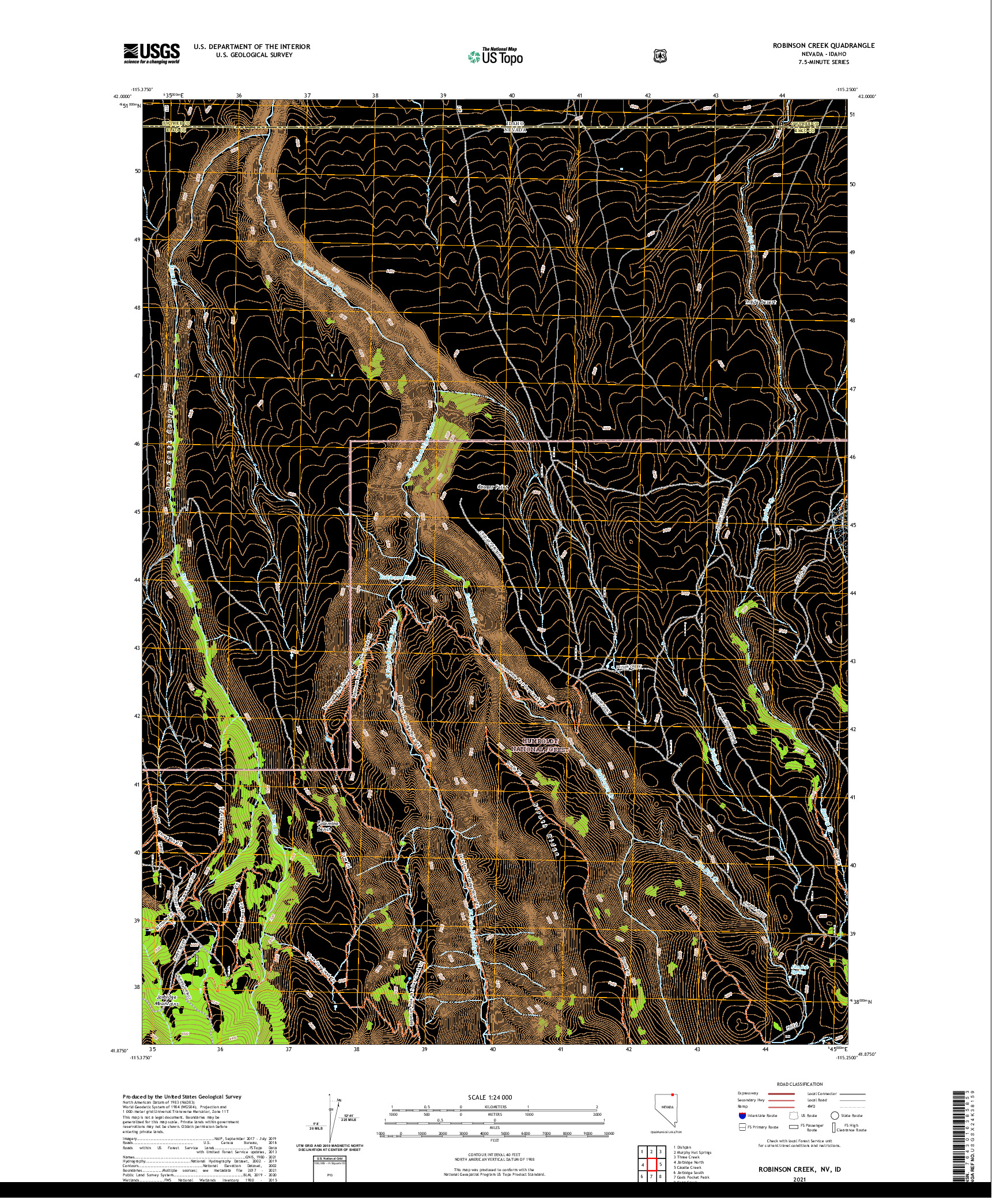 US TOPO 7.5-MINUTE MAP FOR ROBINSON CREEK, NV,ID