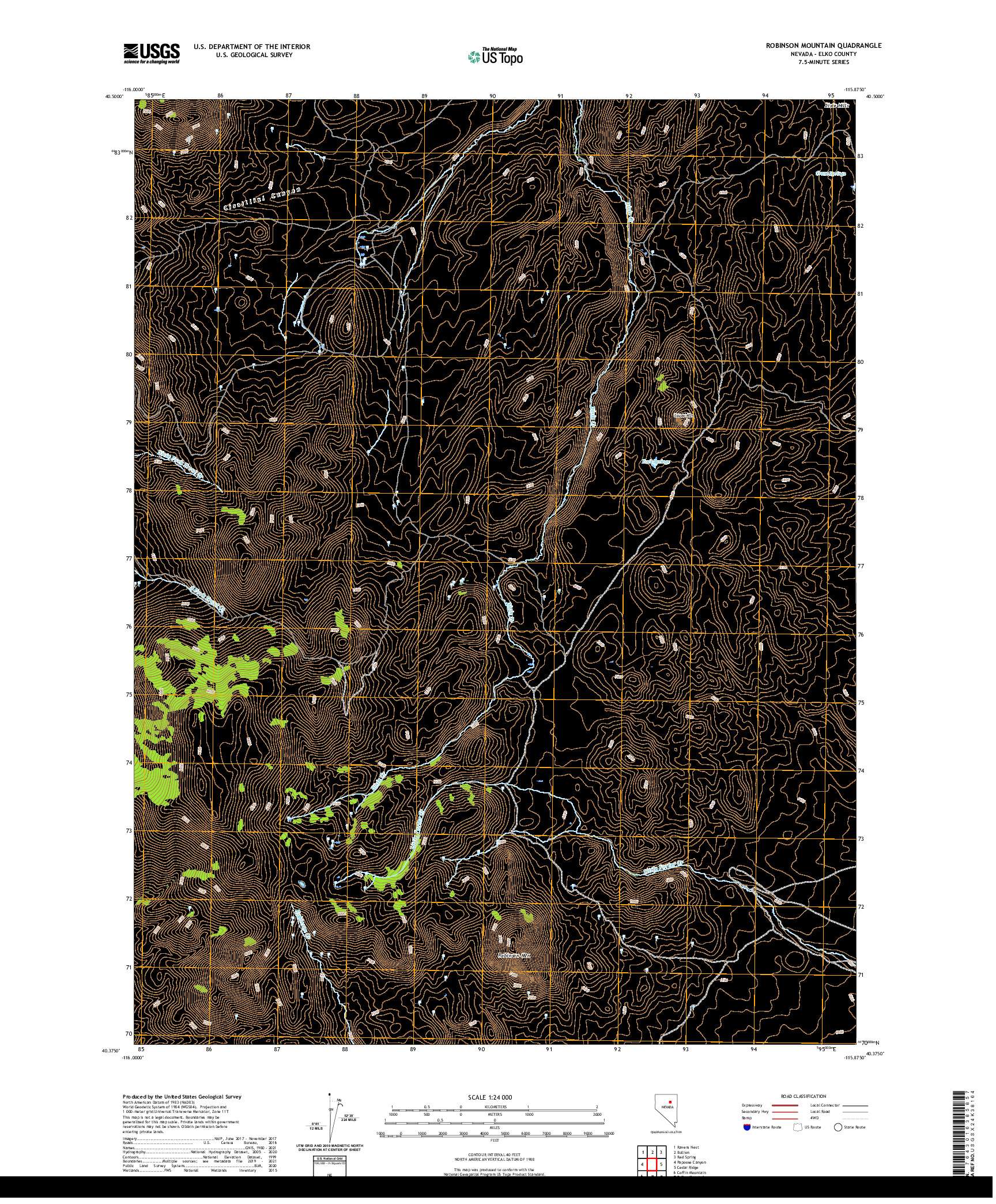 US TOPO 7.5-MINUTE MAP FOR ROBINSON MOUNTAIN, NV