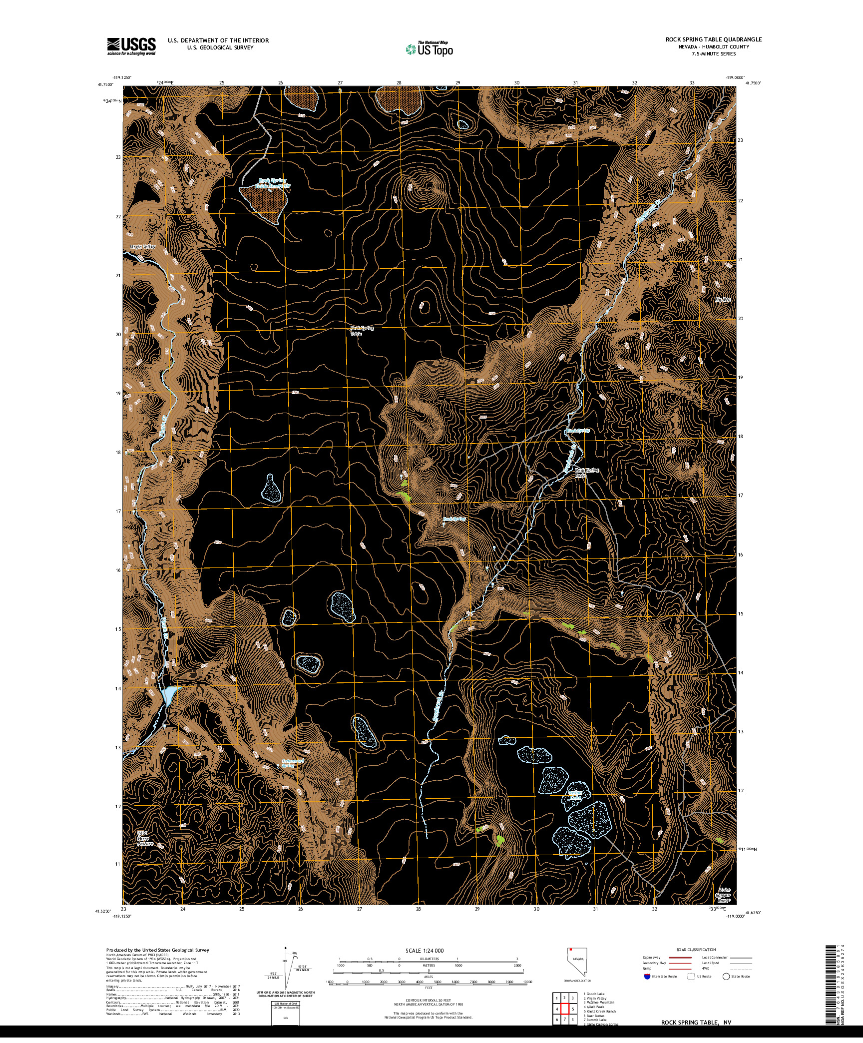 US TOPO 7.5-MINUTE MAP FOR ROCK SPRING TABLE, NV