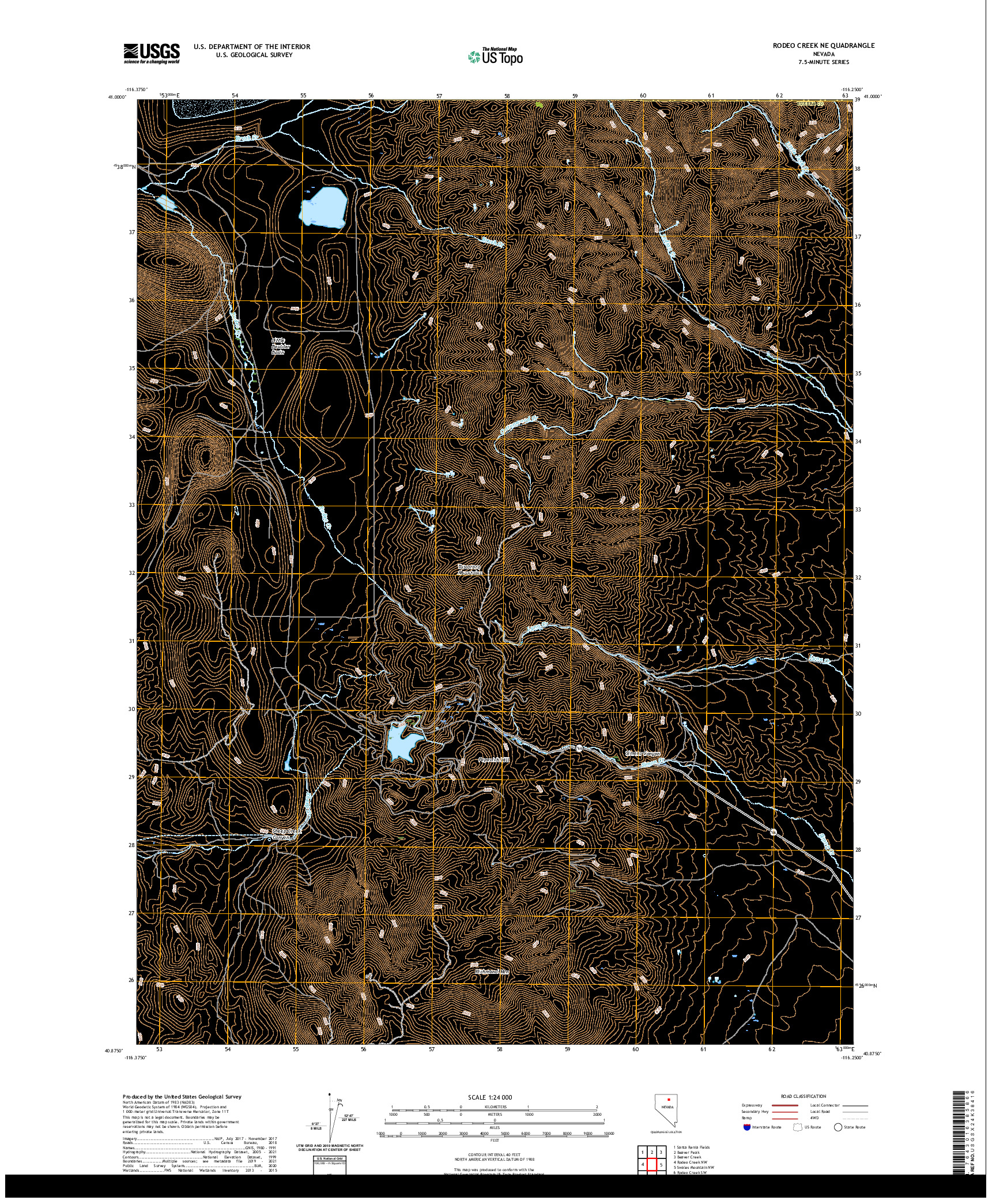 US TOPO 7.5-MINUTE MAP FOR RODEO CREEK NE, NV