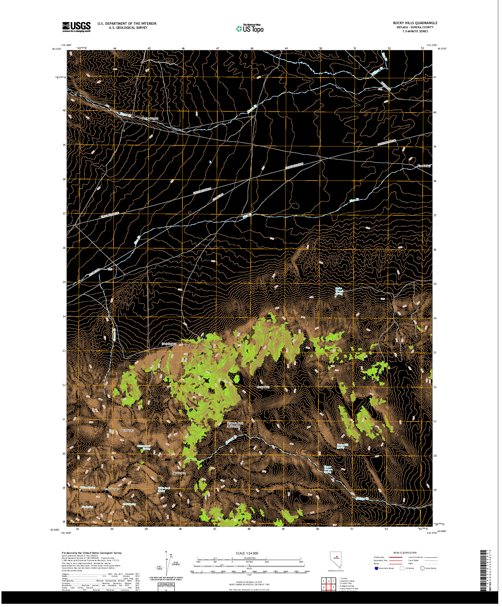 US TOPO 7.5-MINUTE MAP FOR ROCKY HILLS, NV