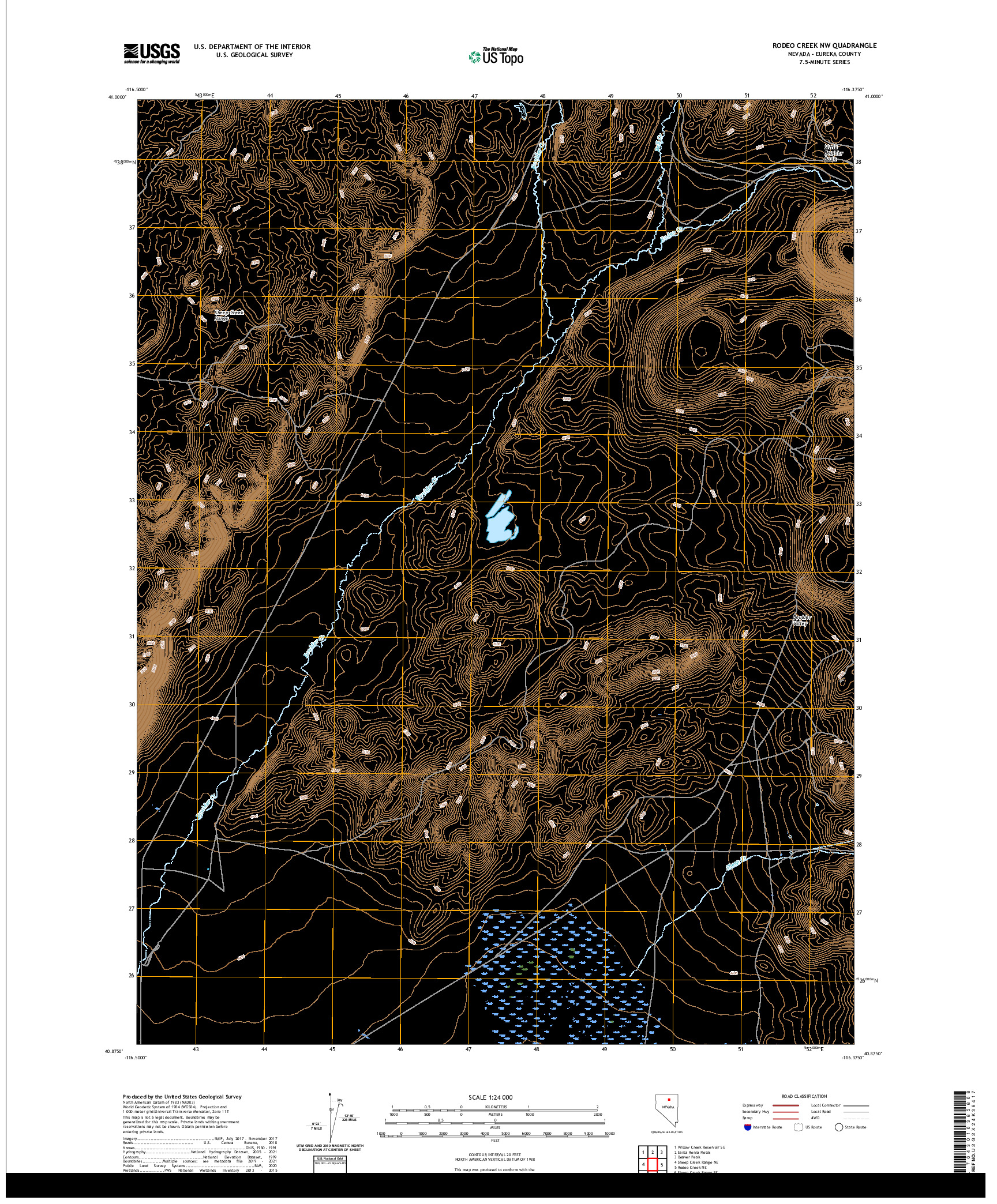 US TOPO 7.5-MINUTE MAP FOR RODEO CREEK NW, NV