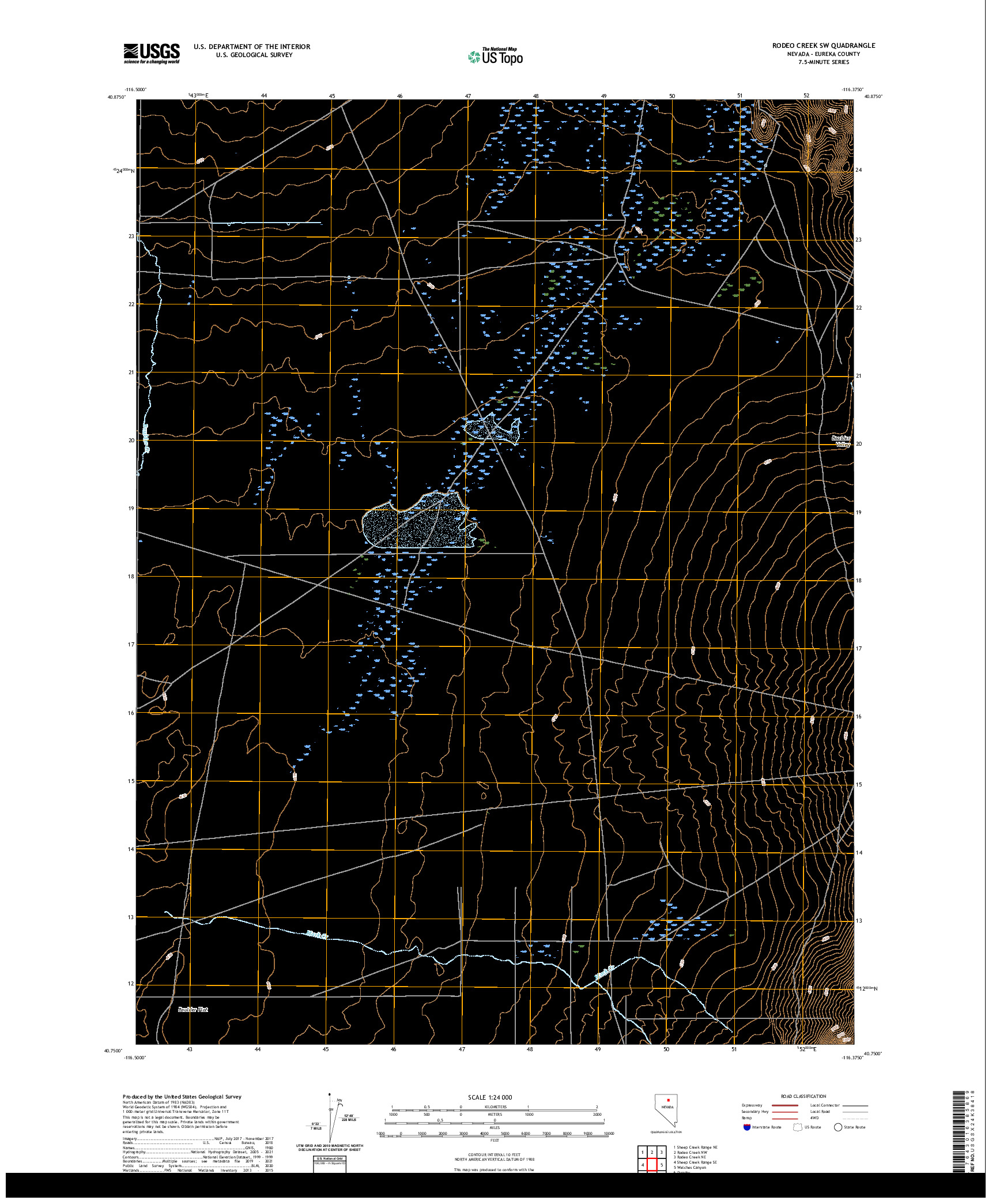 US TOPO 7.5-MINUTE MAP FOR RODEO CREEK SW, NV