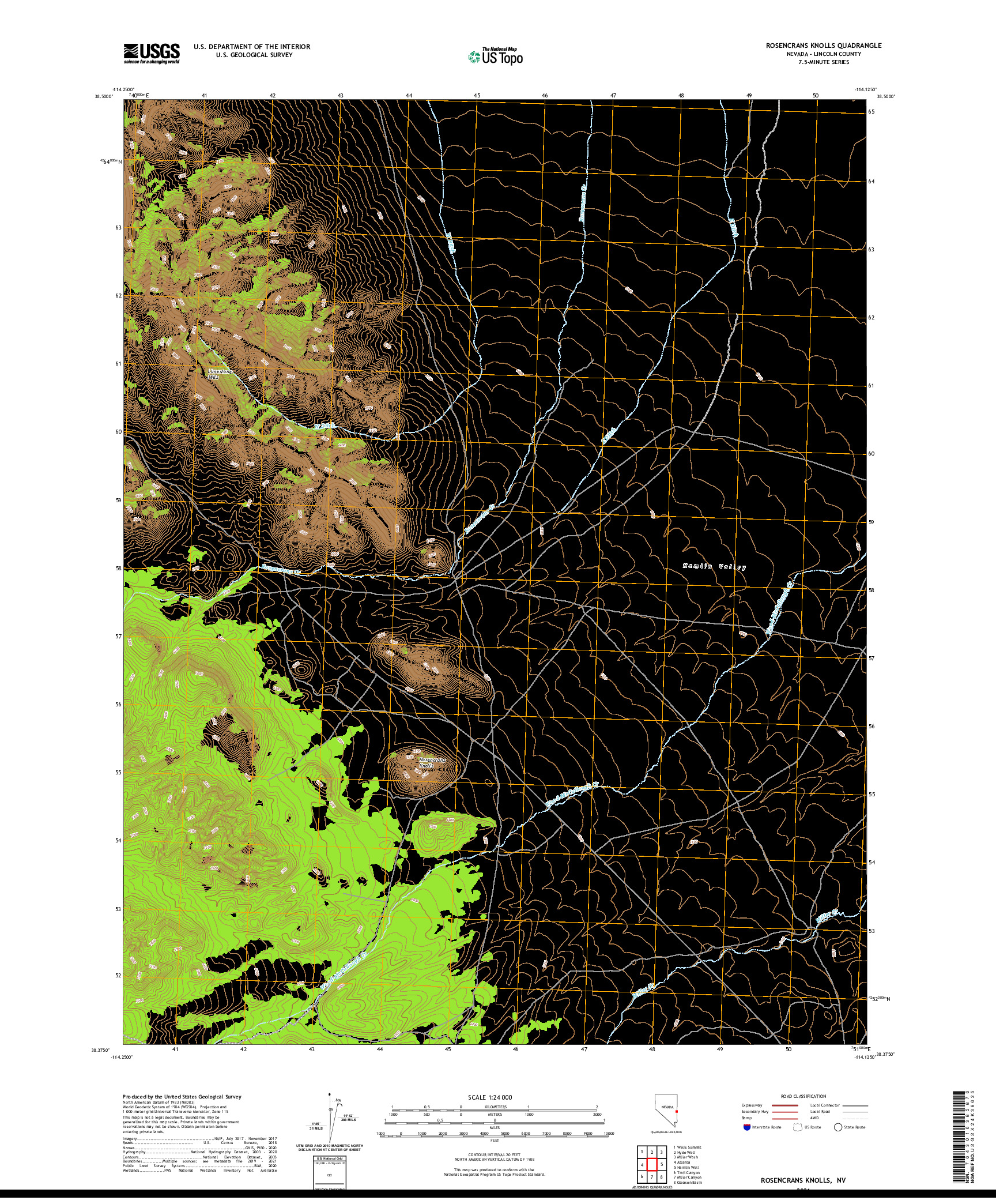 US TOPO 7.5-MINUTE MAP FOR ROSENCRANS KNOLLS, NV