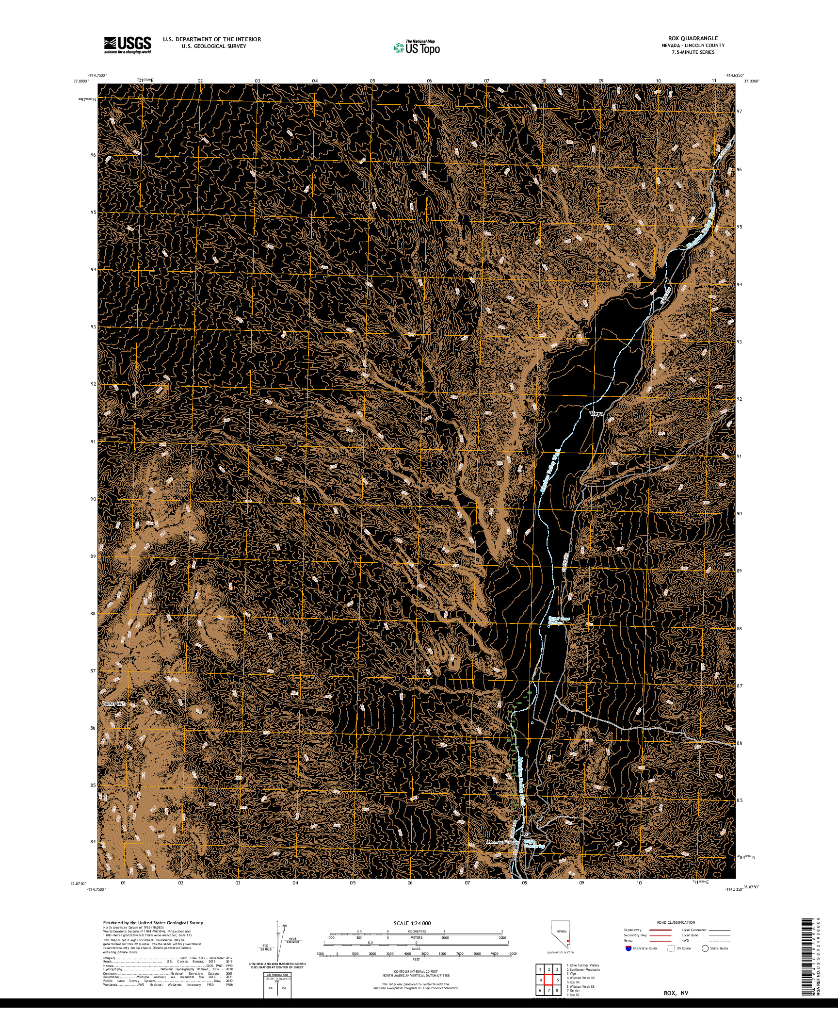 US TOPO 7.5-MINUTE MAP FOR ROX, NV