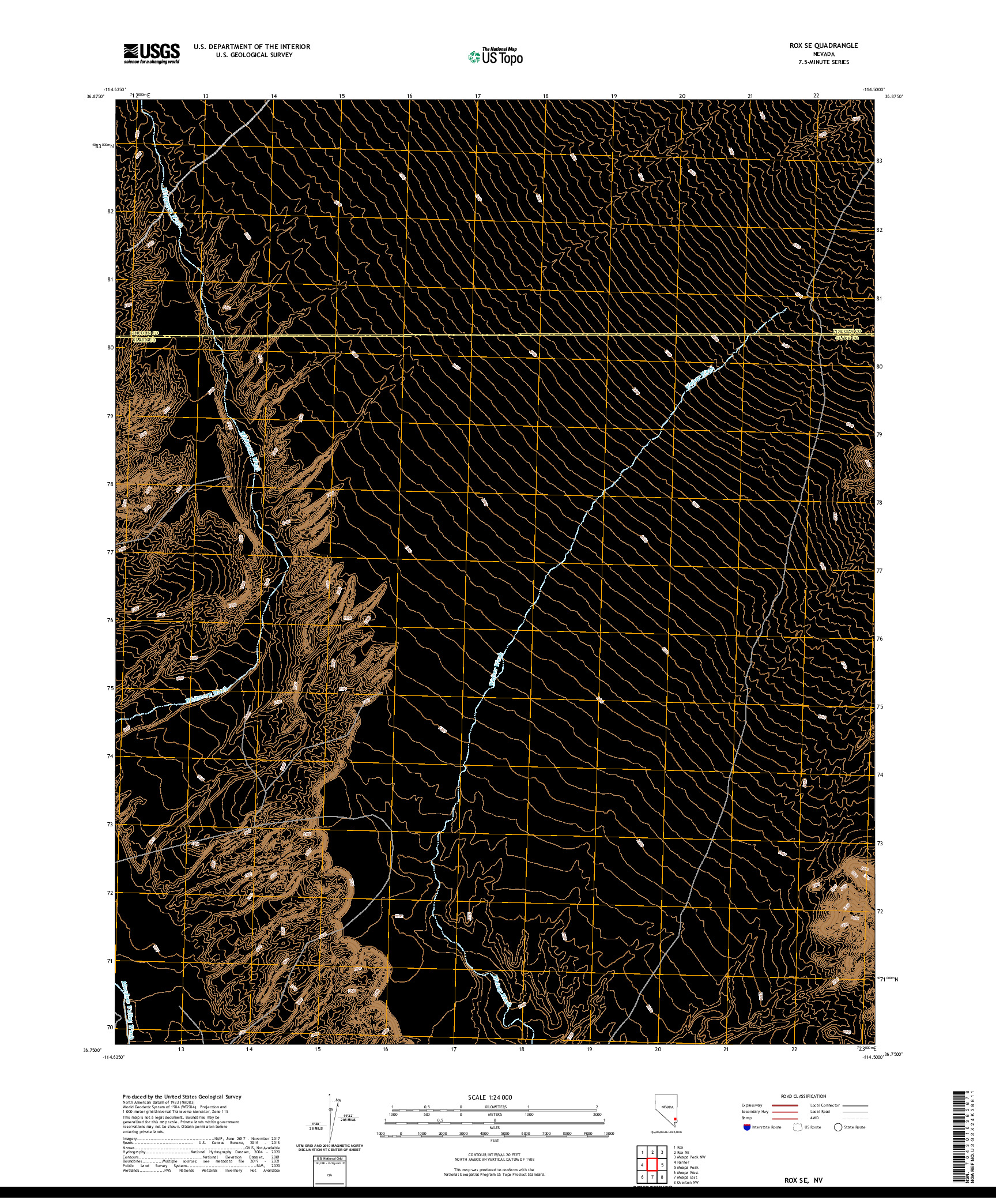 US TOPO 7.5-MINUTE MAP FOR ROX SE, NV