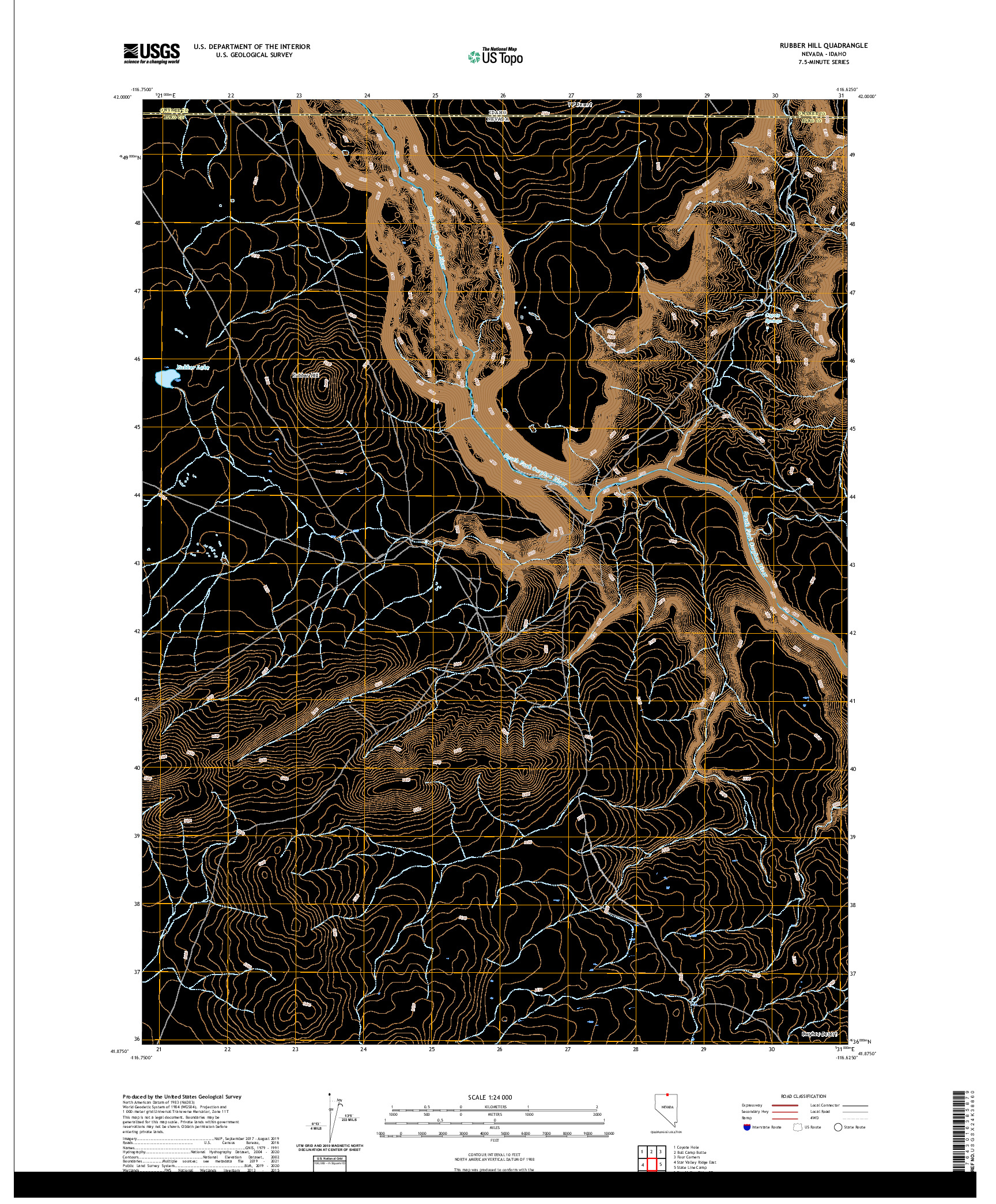 US TOPO 7.5-MINUTE MAP FOR RUBBER HILL, NV,ID