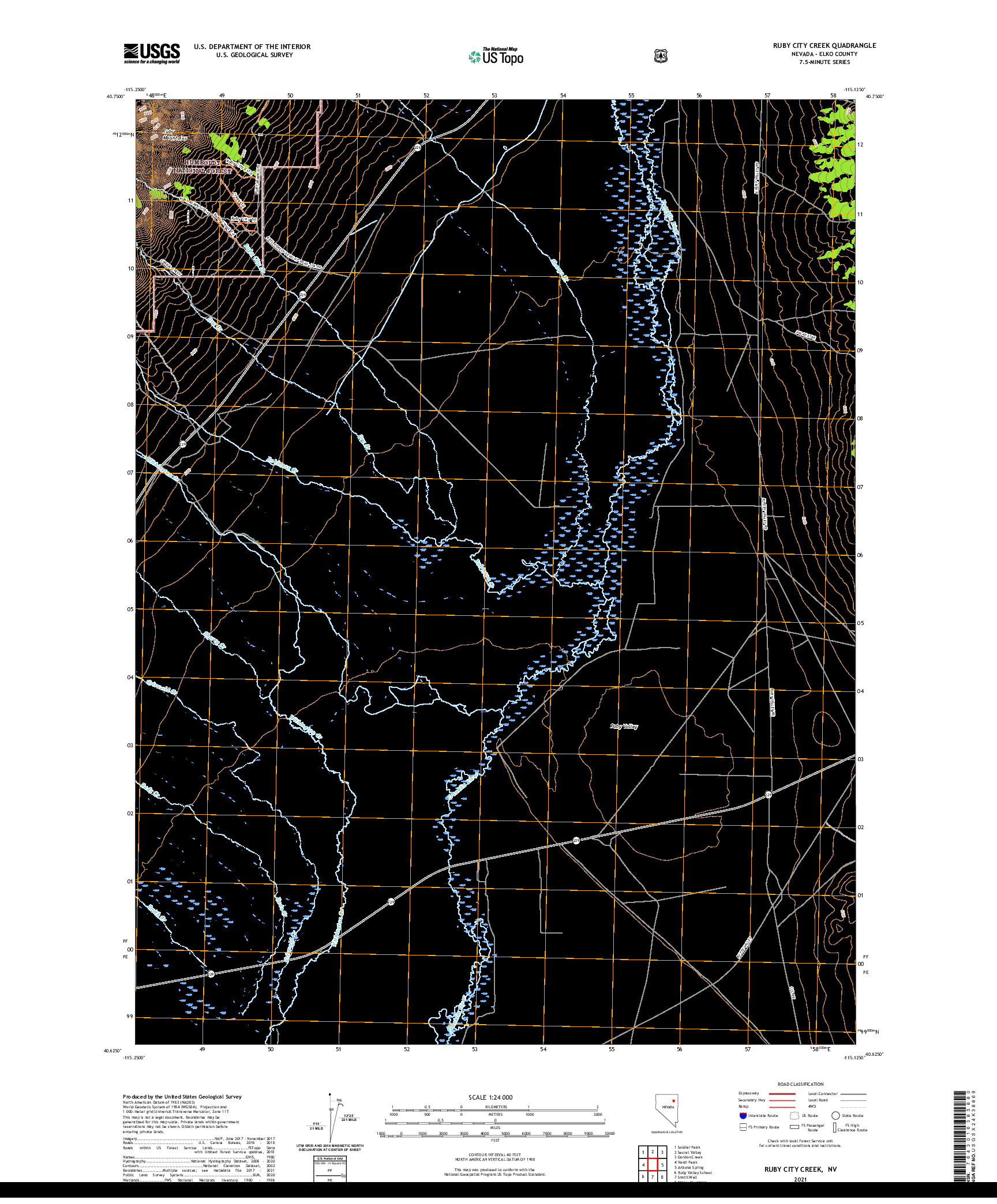 US TOPO 7.5-MINUTE MAP FOR RUBY CITY CREEK, NV