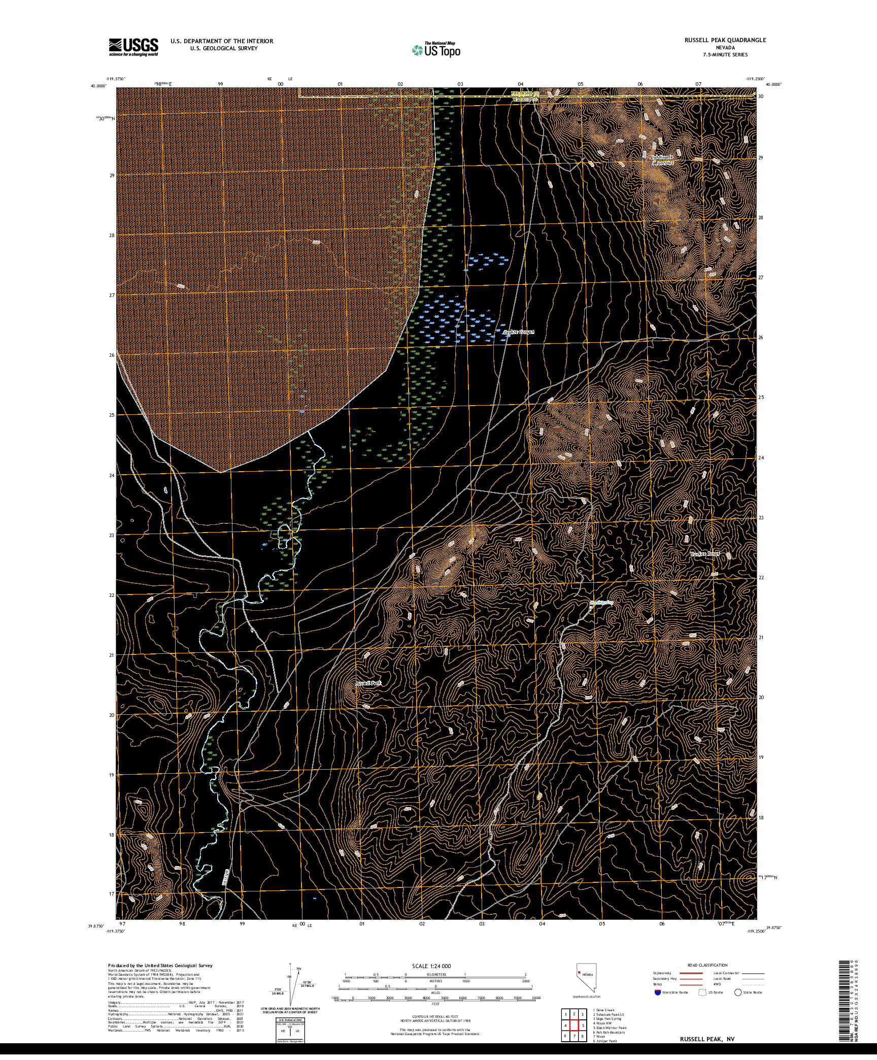 US TOPO 7.5-MINUTE MAP FOR RUSSELL PEAK, NV