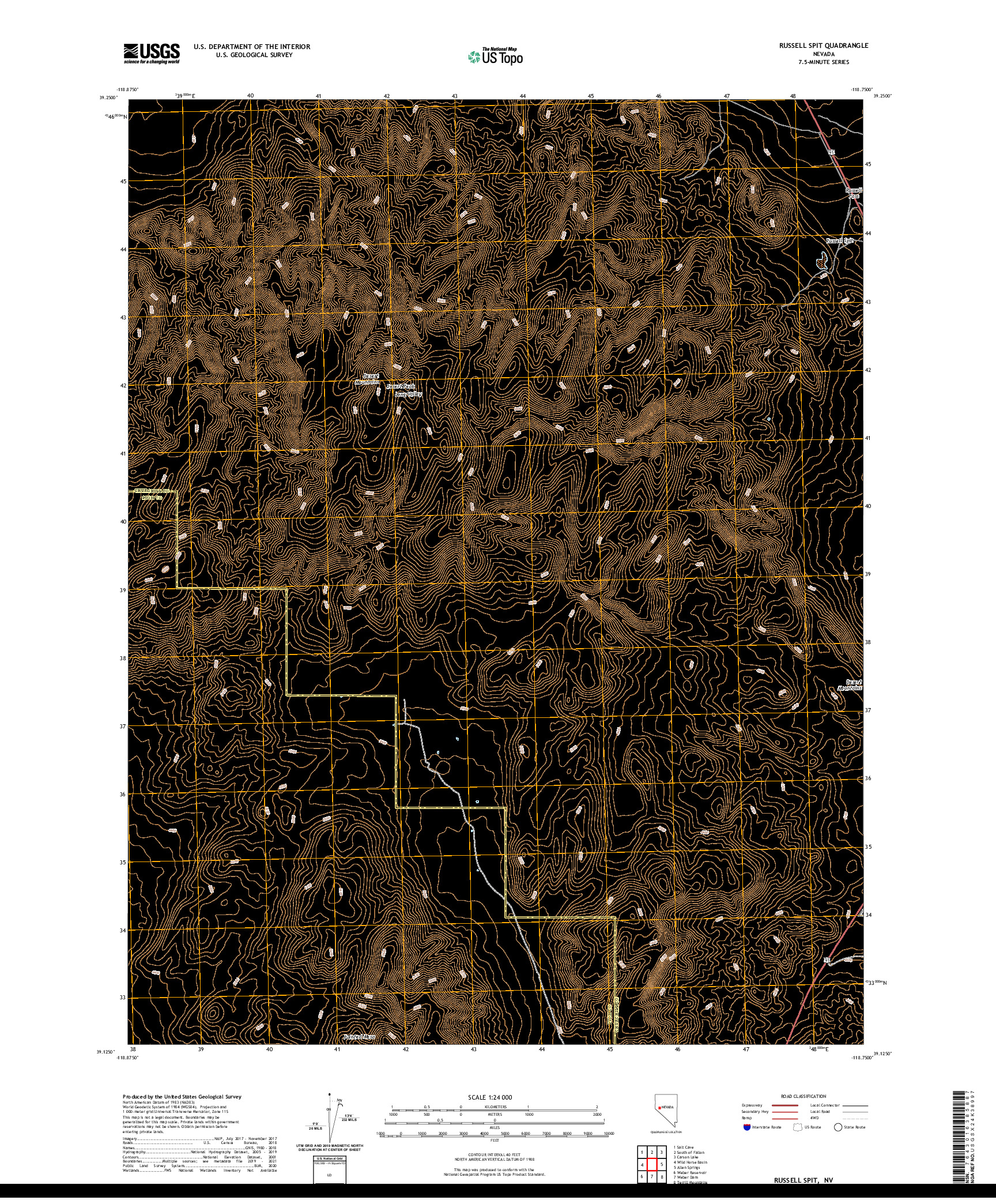 US TOPO 7.5-MINUTE MAP FOR RUSSELL SPIT, NV