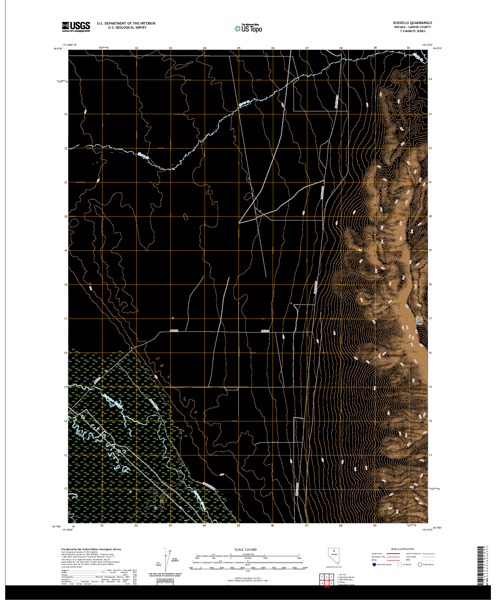 US TOPO 7.5-MINUTE MAP FOR RUSSELLS, NV