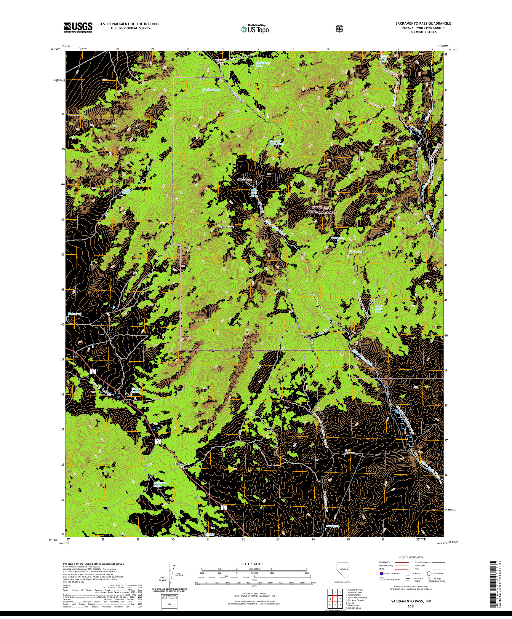 US TOPO 7.5-MINUTE MAP FOR SACRAMENTO PASS, NV