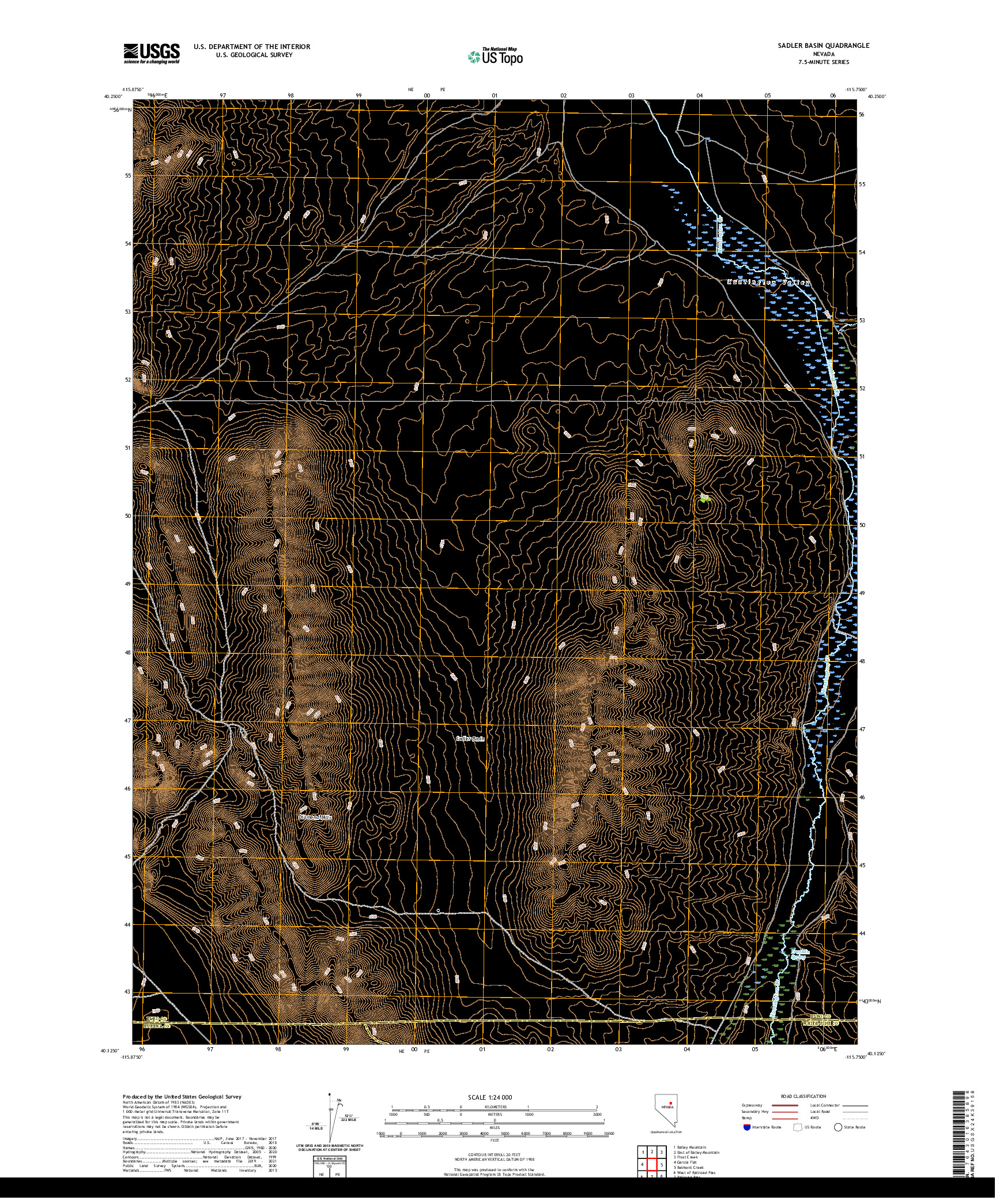 US TOPO 7.5-MINUTE MAP FOR SADLER BASIN, NV