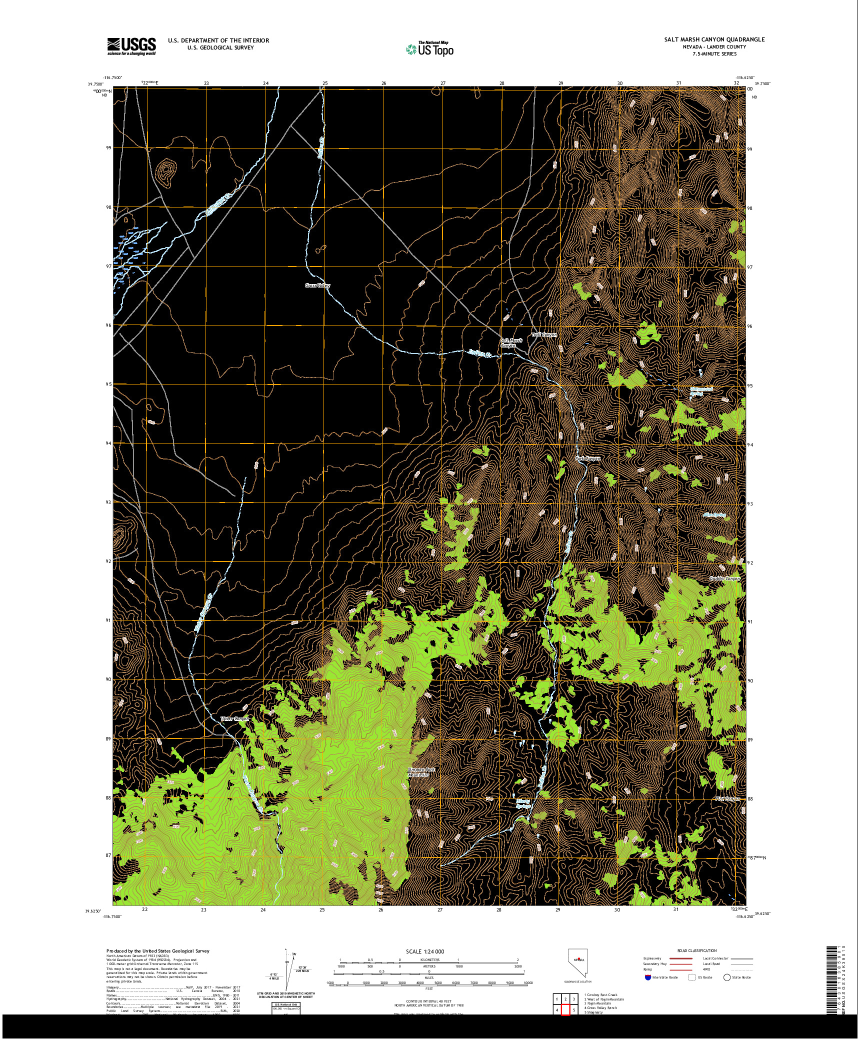 US TOPO 7.5-MINUTE MAP FOR SALT MARSH CANYON, NV
