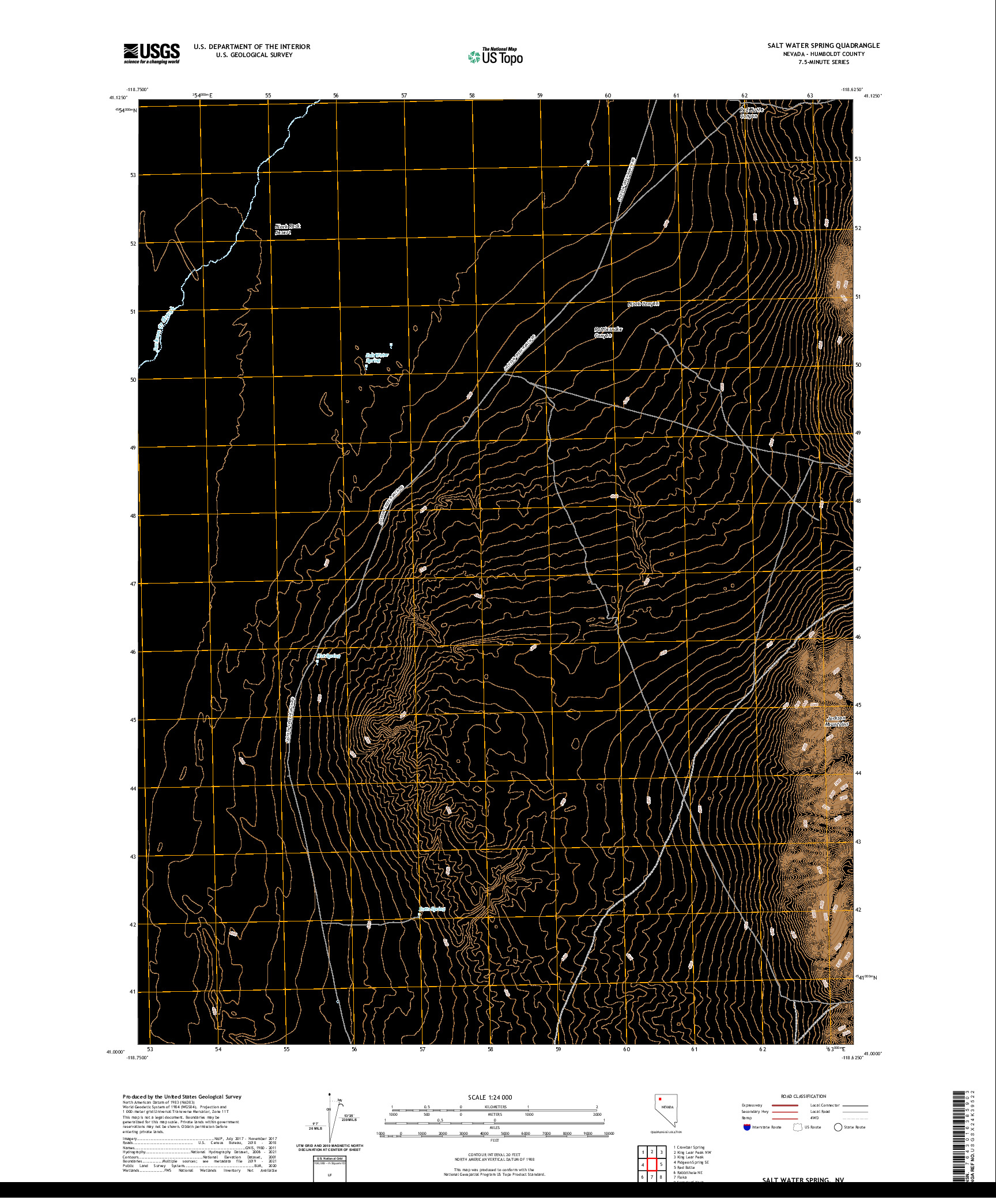 US TOPO 7.5-MINUTE MAP FOR SALT WATER SPRING, NV