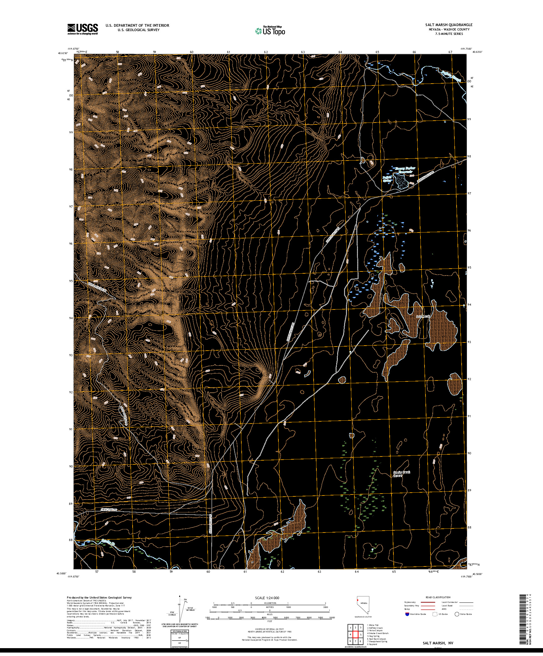 US TOPO 7.5-MINUTE MAP FOR SALT MARSH, NV