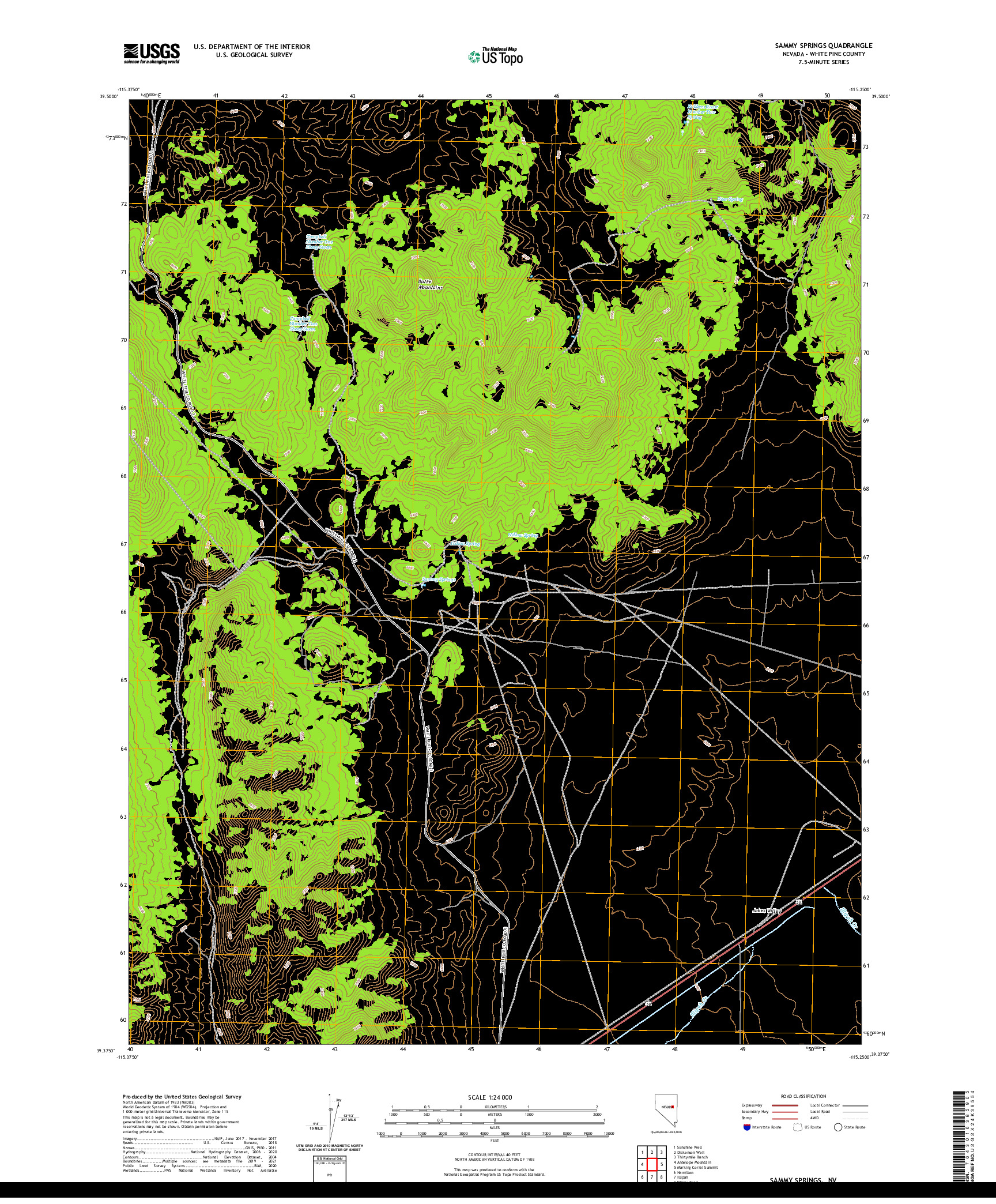 US TOPO 7.5-MINUTE MAP FOR SAMMY SPRINGS, NV